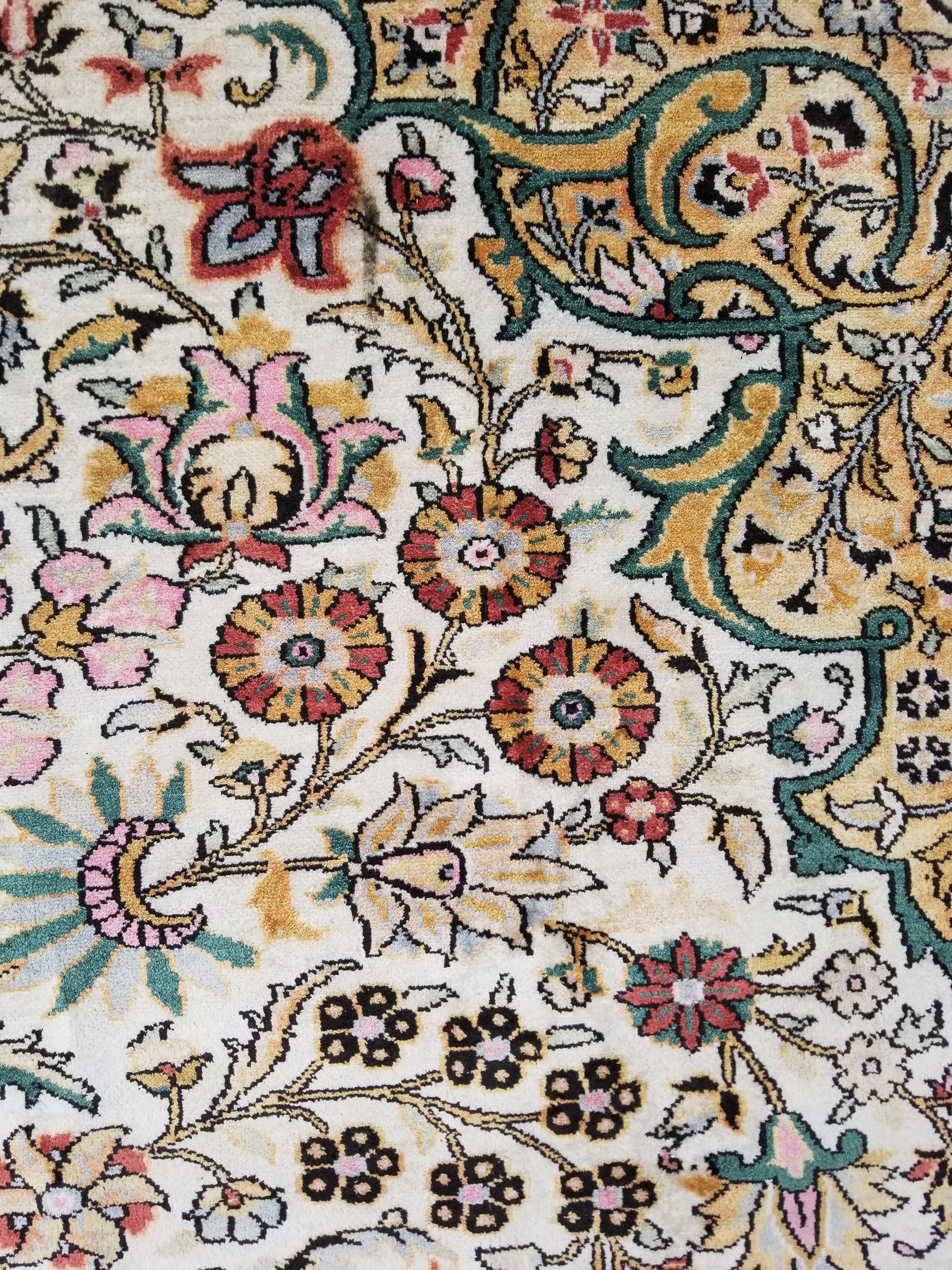 Distressed Antique Traditional Kashmiri Handmade Oriental Silk Rug 345x243cm