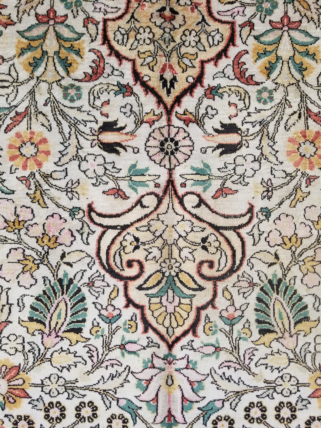 Distressed Antique Traditional Kashmiri Handmade Oriental Silk Rug 345x243cm