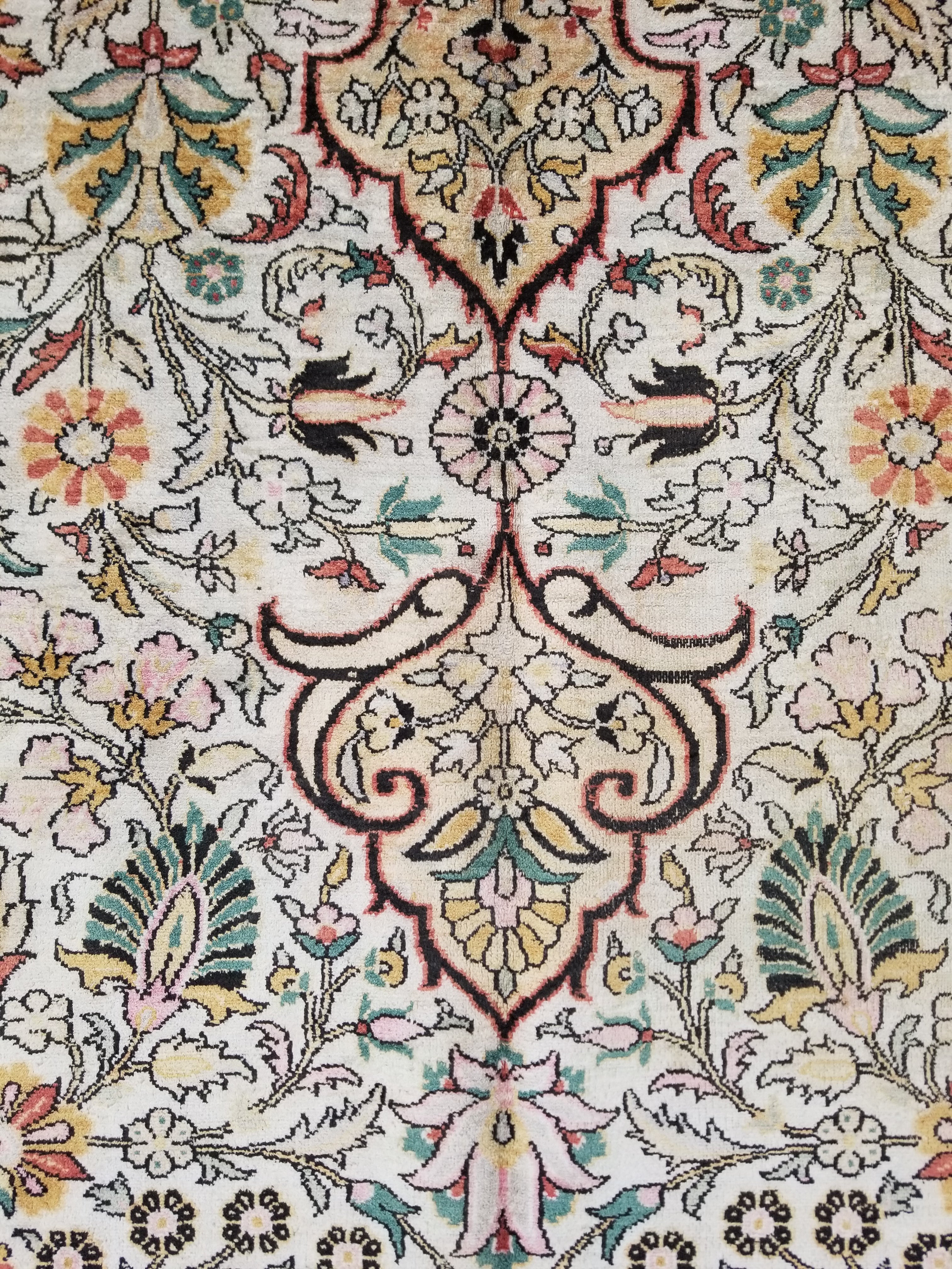 Distressed Antique Traditional Kashmiri Handmade Oriental Silk Rug 345x243cm