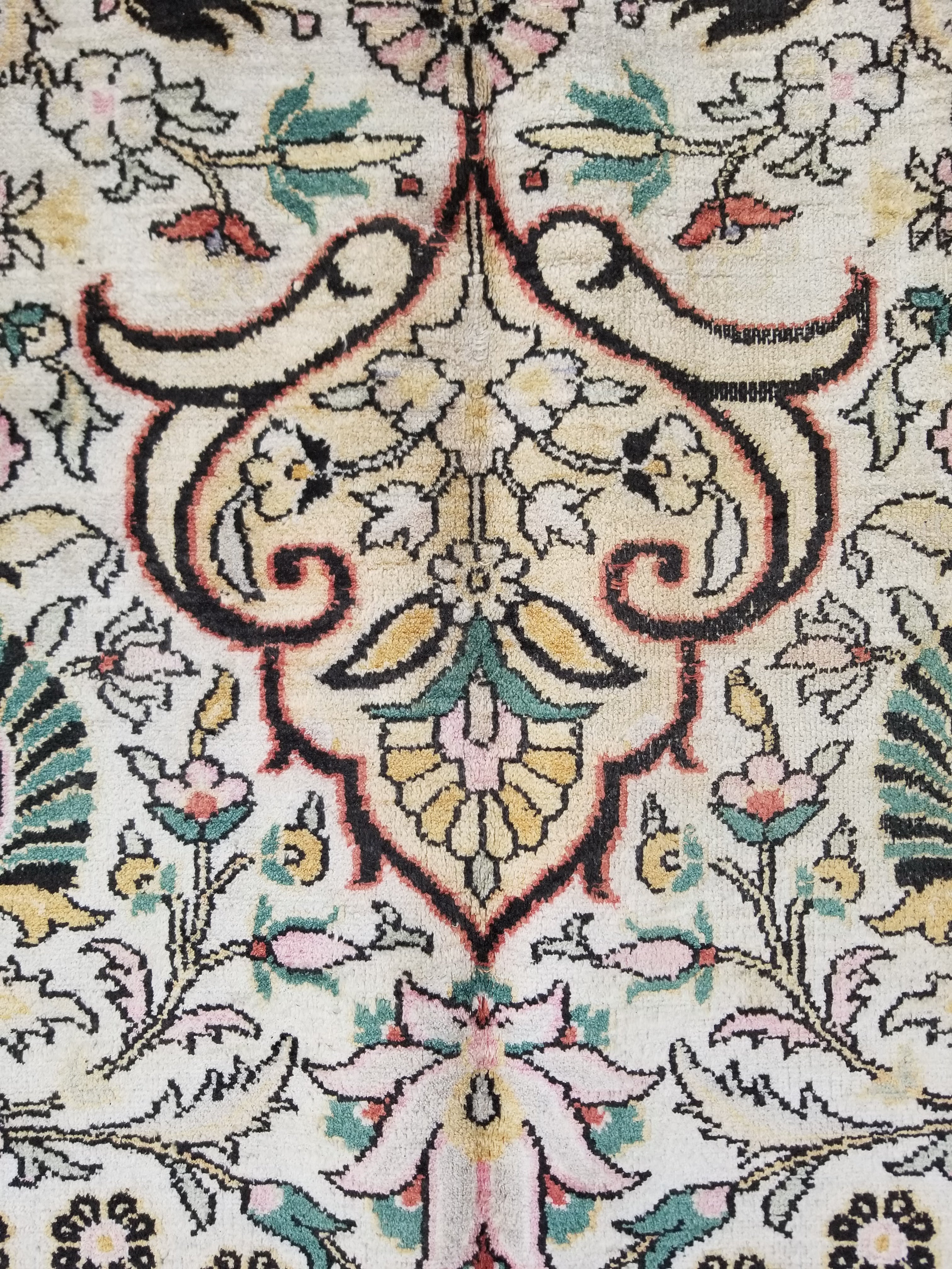 Distressed Antique Traditional Kashmiri Handmade Oriental Silk Rug 345x243cm
