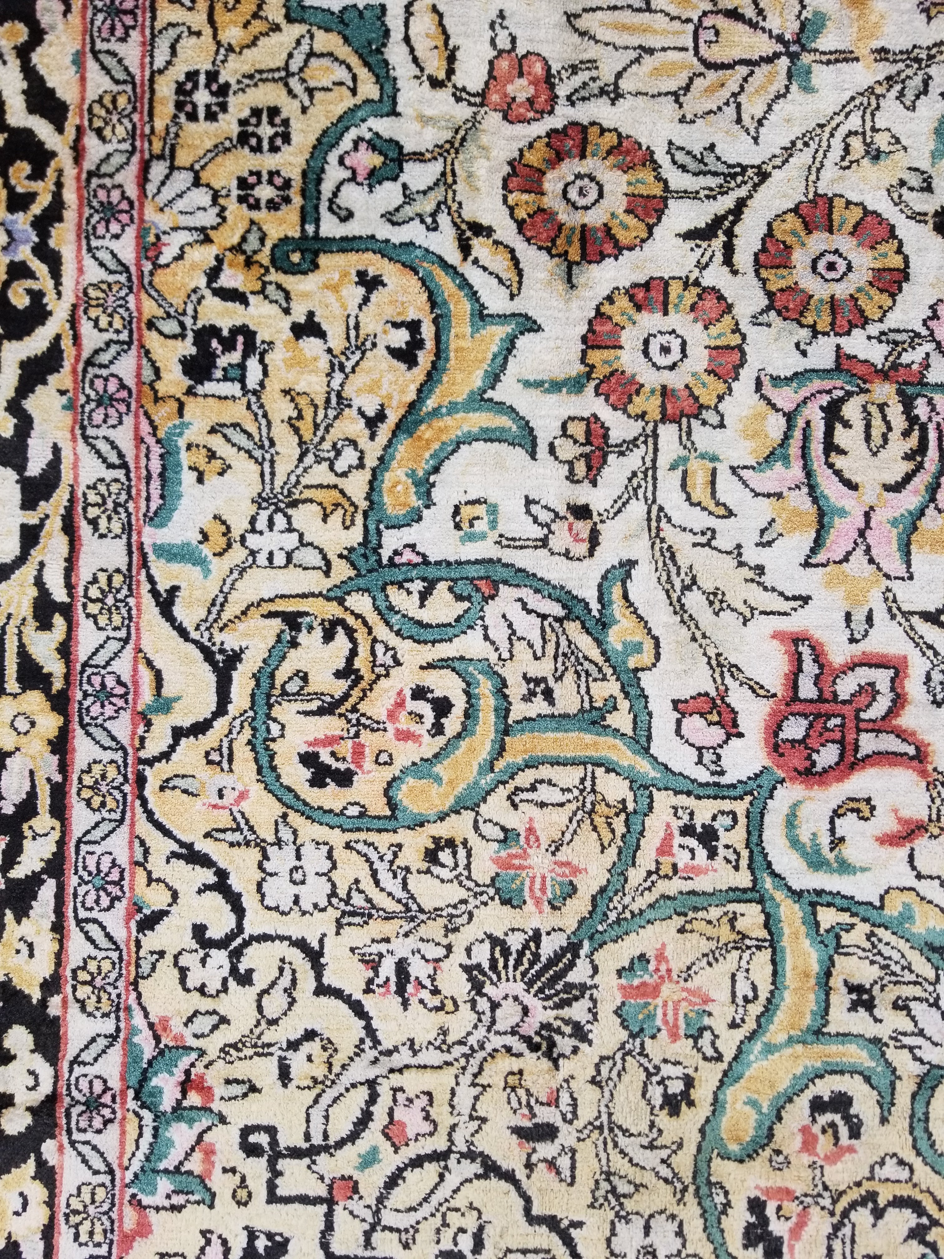 Distressed Antique Traditional Kashmiri Handmade Oriental Silk Rug 345x243cm