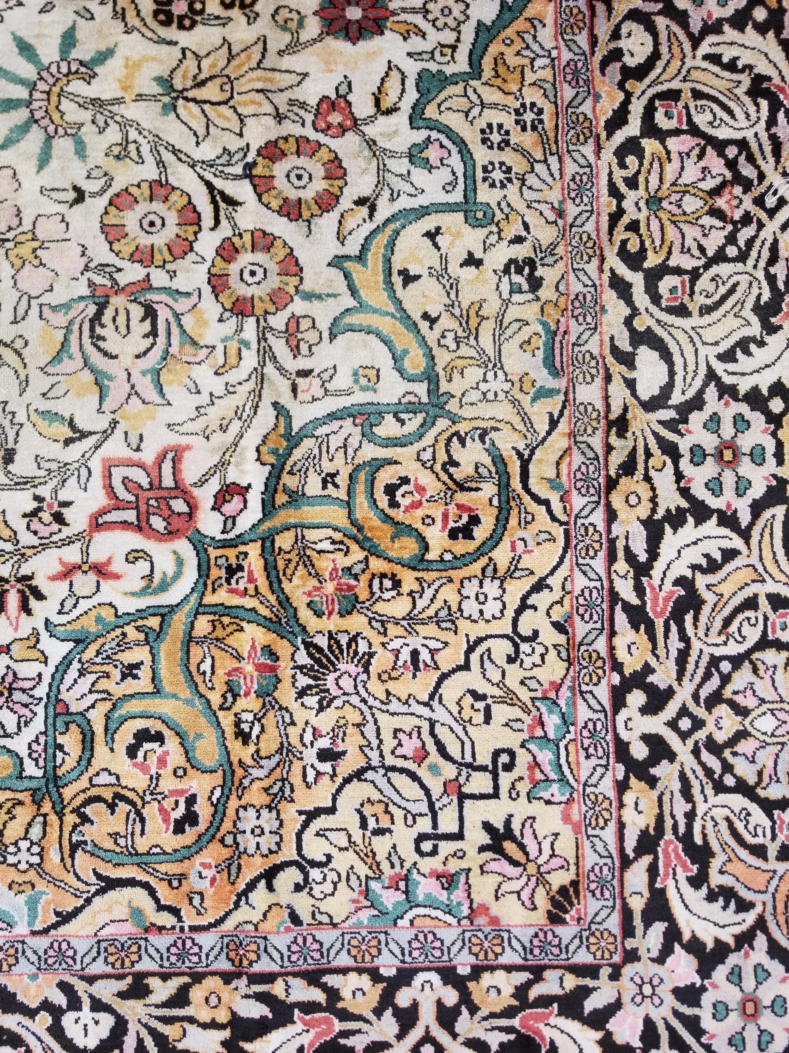 Distressed Antique Traditional Kashmiri Handmade Oriental Silk Rug 345x243cm