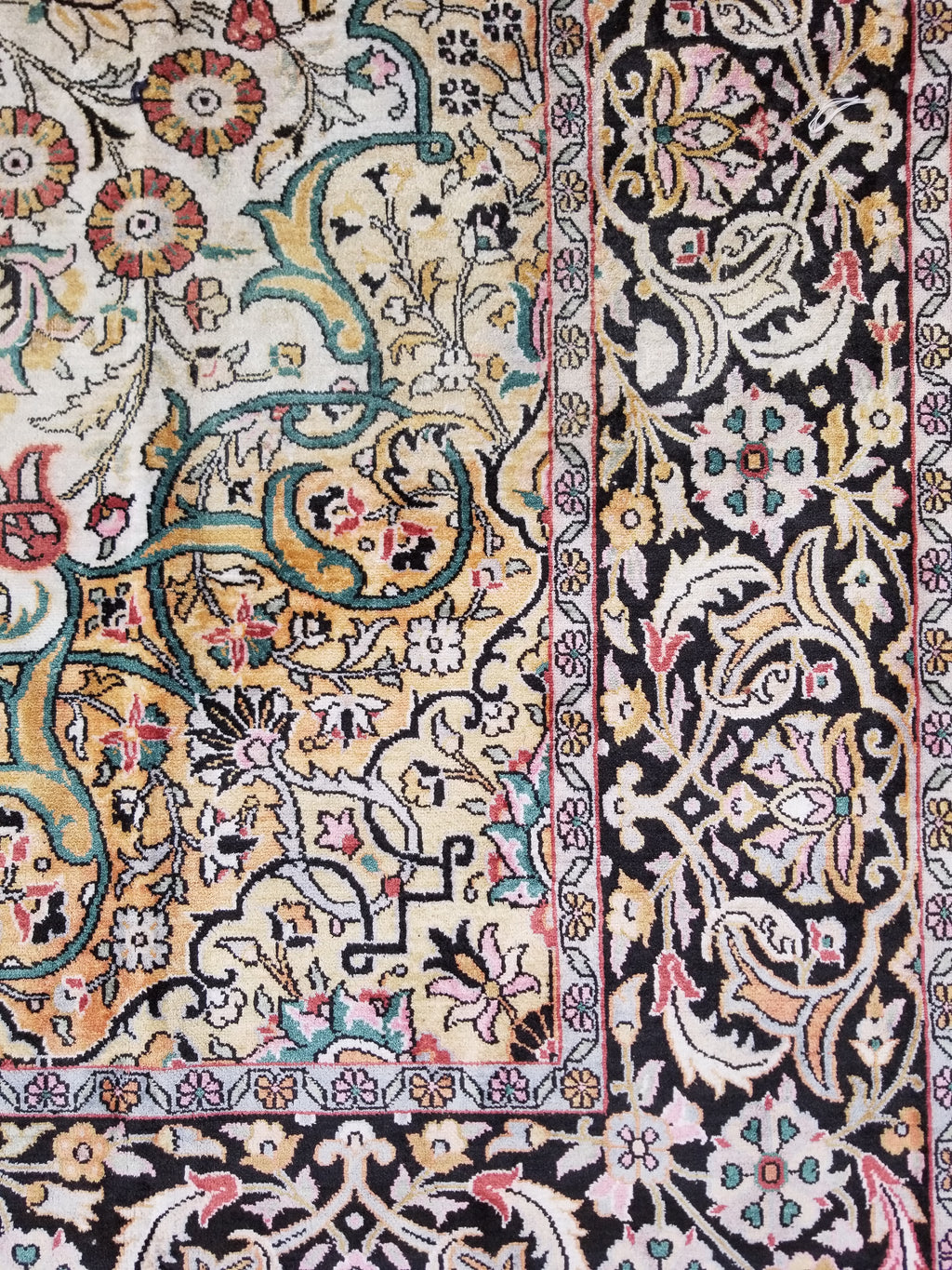 Distressed Antique Traditional Kashmiri Handmade Oriental Silk Rug 345x243cm