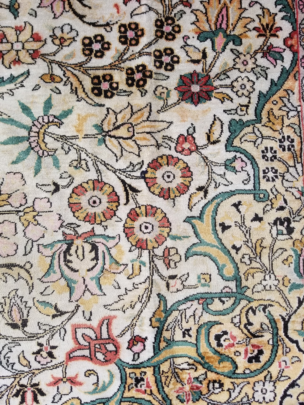 Distressed Antique Traditional Kashmiri Handmade Oriental Silk Rug 345x243cm