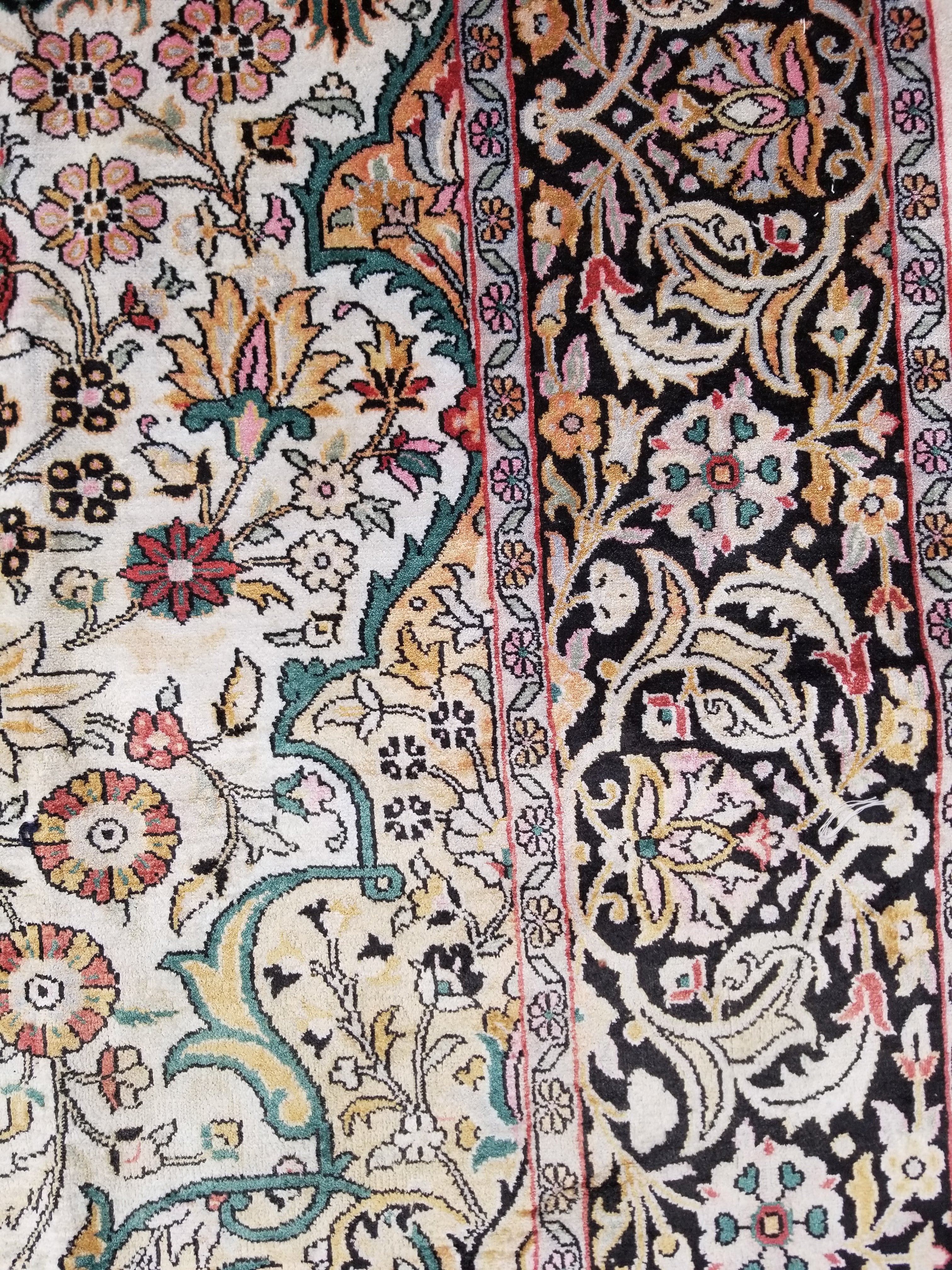 Distressed Antique Traditional Kashmiri Handmade Oriental Silk Rug 345x243cm