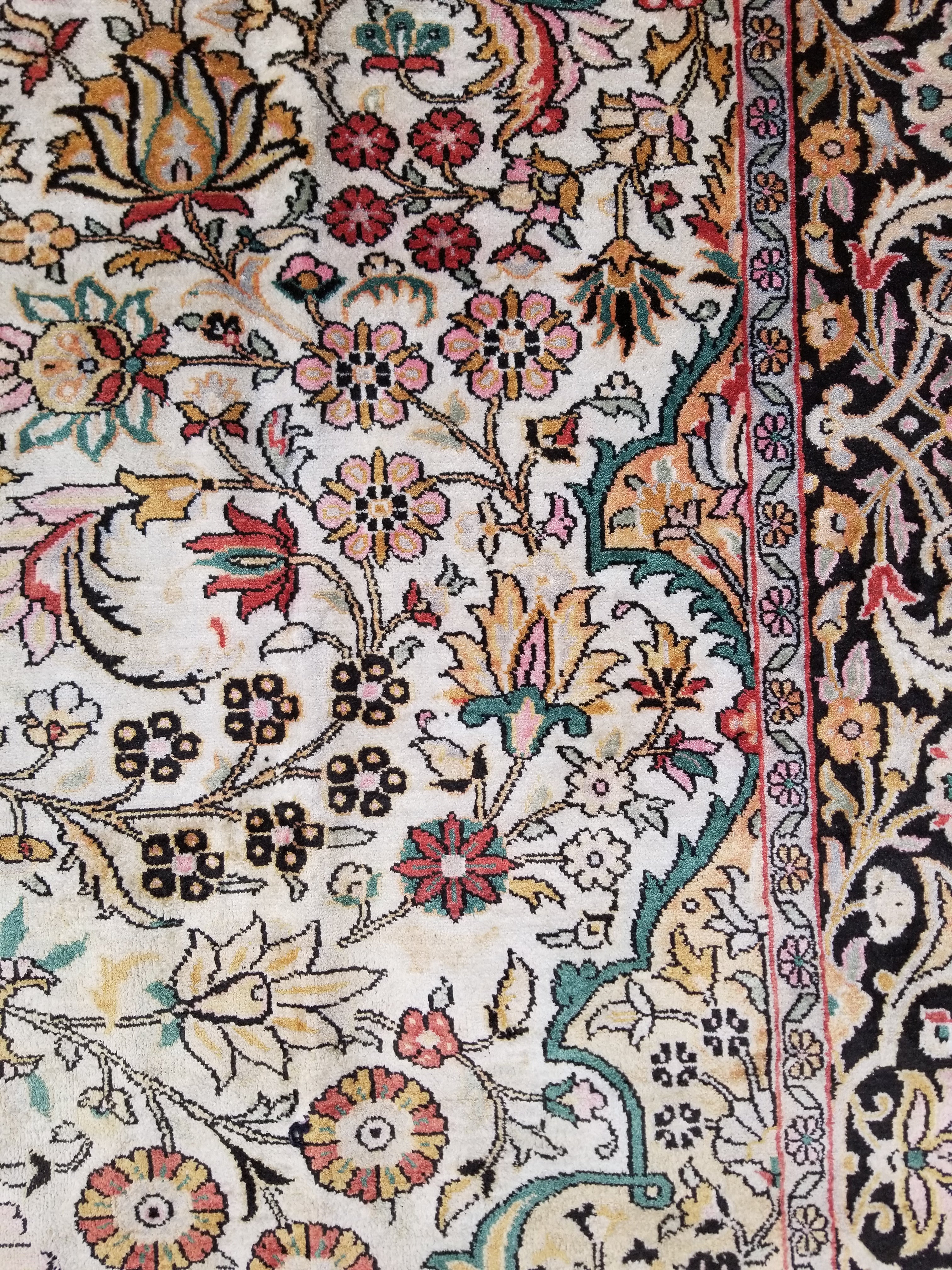 Distressed Antique Traditional Kashmiri Handmade Oriental Silk Rug 345x243cm