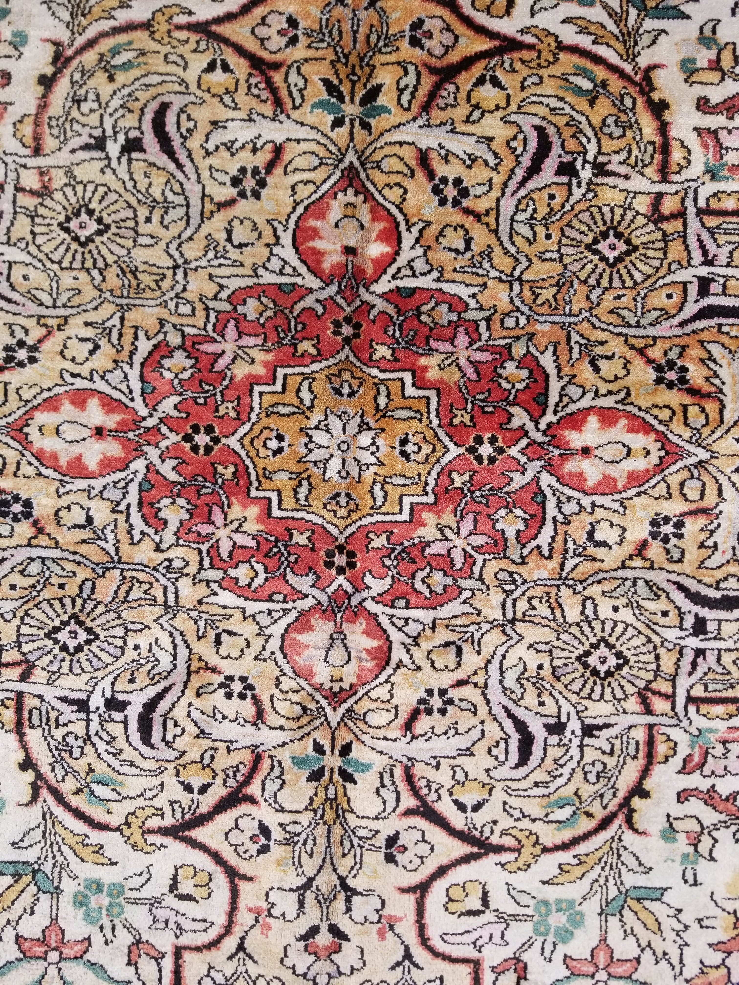 Distressed Antique Traditional Kashmiri Handmade Oriental Silk Rug 345x243cm