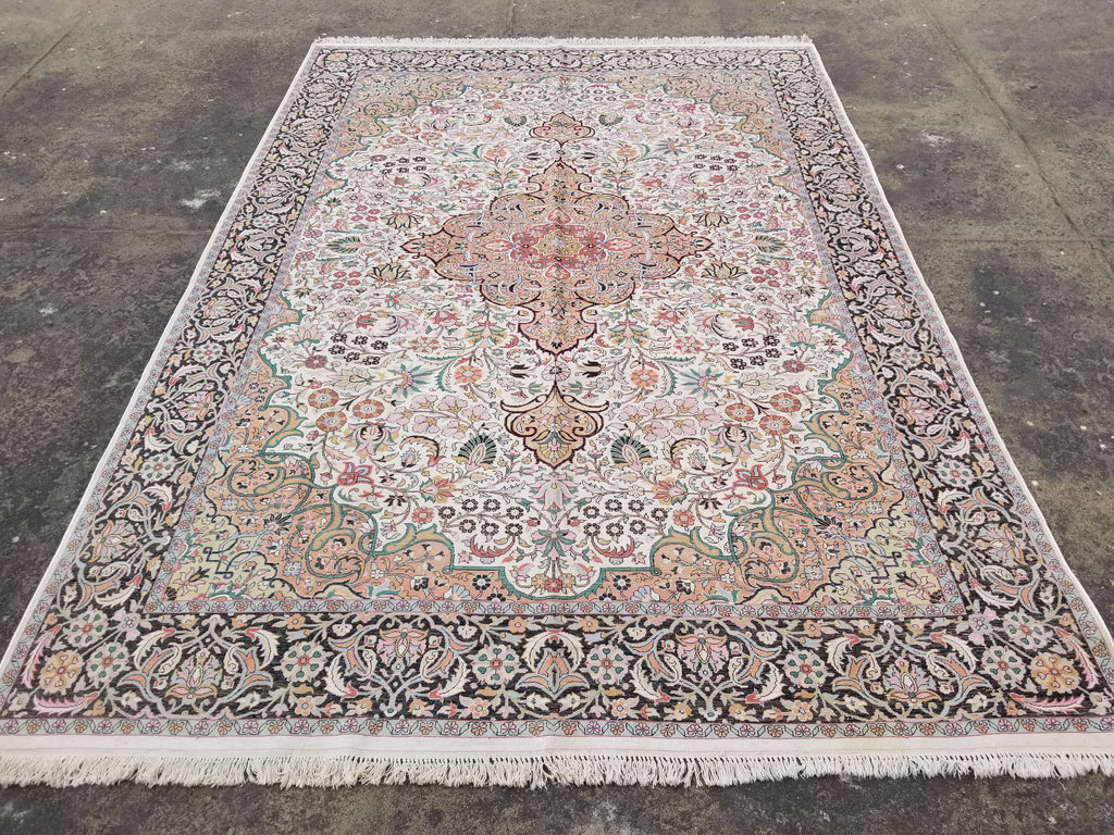 Distressed Antique Traditional Kashmiri Handmade Oriental Silk Rug 345x243cm