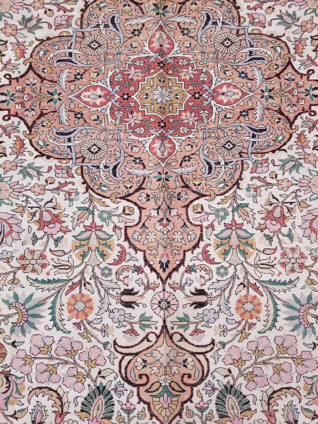Distressed Antique Traditional Kashmiri Handmade Oriental Silk Rug 345x243cm