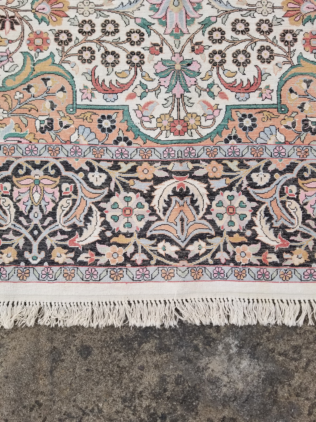 Distressed Antique Traditional Kashmiri Handmade Oriental Silk Rug 345x243cm
