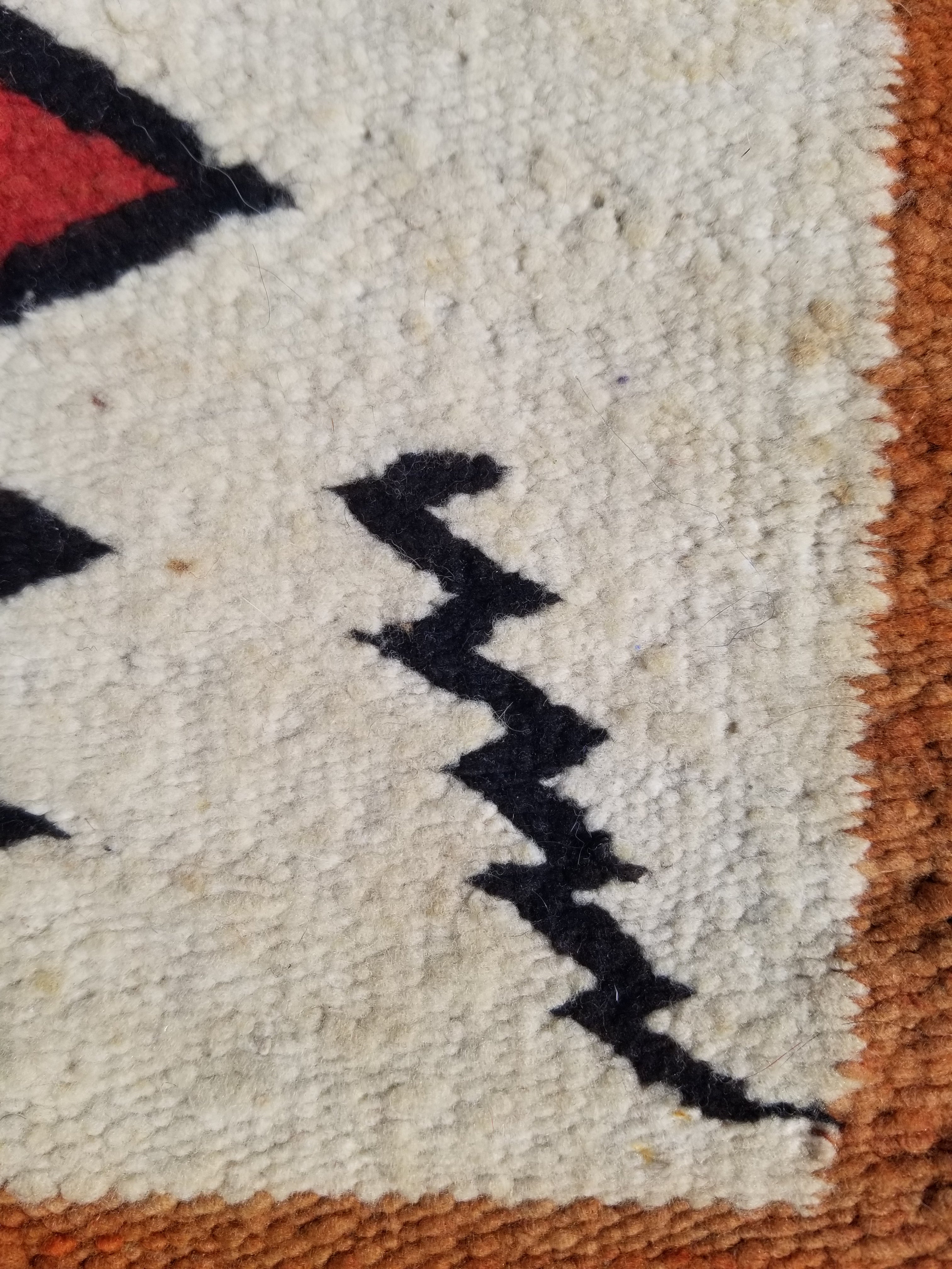 Antique Traditional Handwoven Native American Navajo Wool Rug 51x36 cm