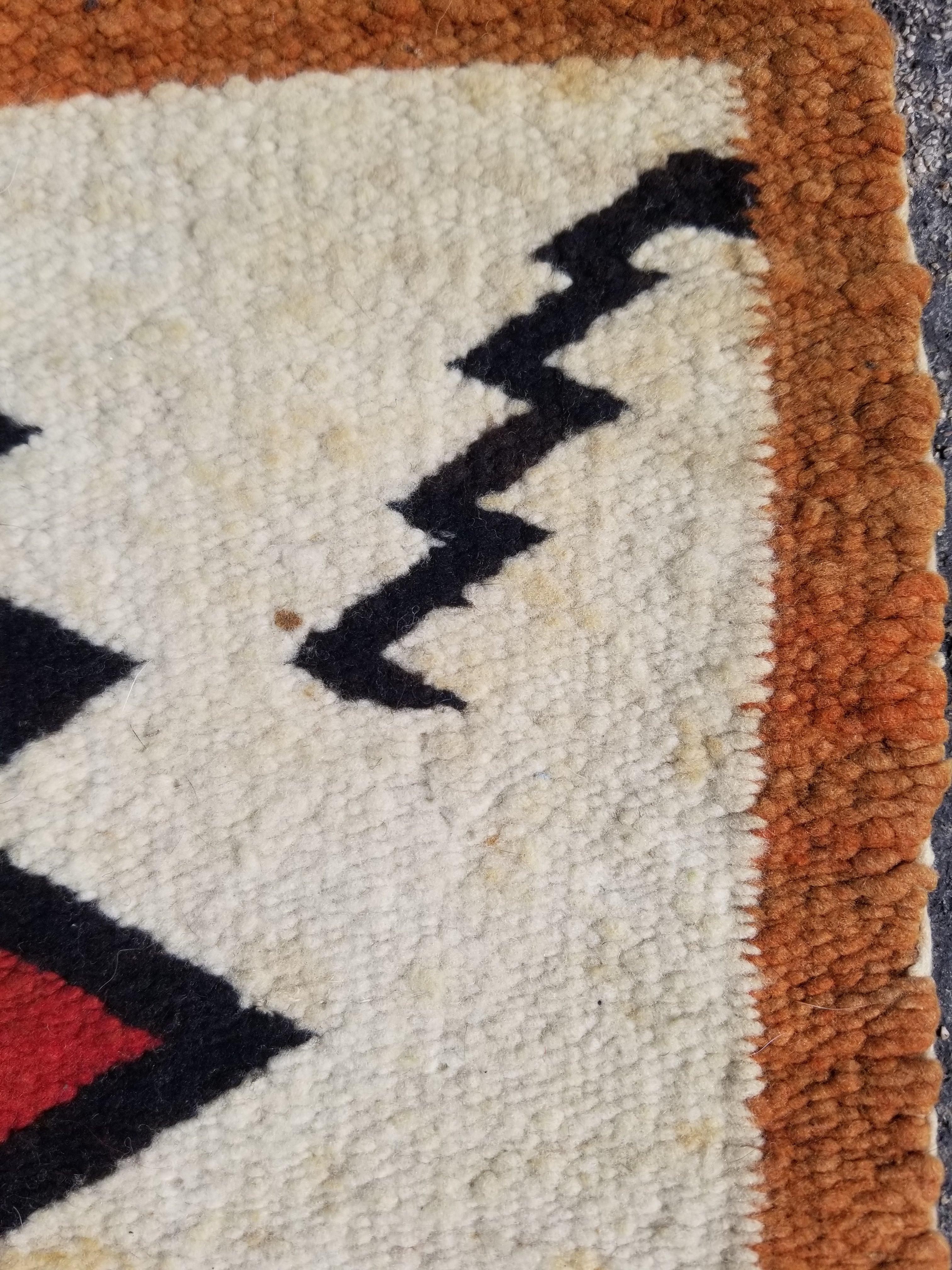 Antique Traditional Handwoven Native American Navajo Wool Rug 51x36 cm