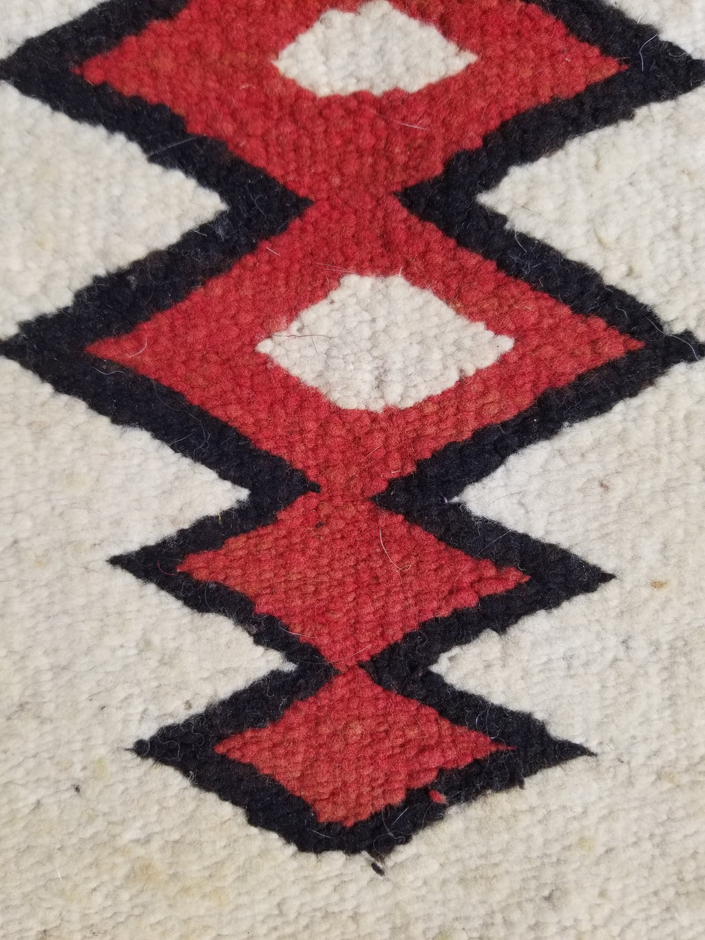 Antique Traditional Handwoven Native American Navajo Wool Rug 51x36 cm