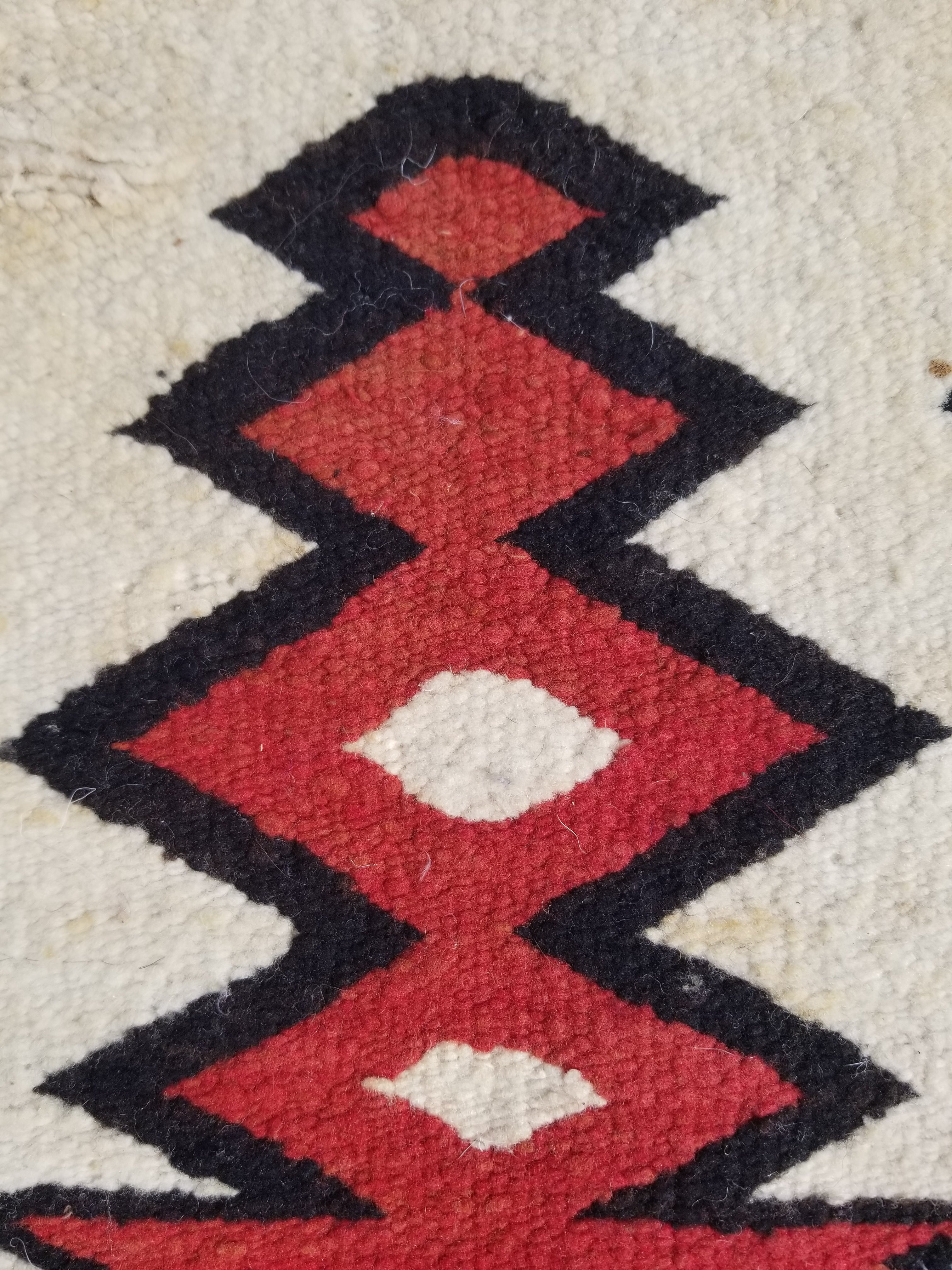 Antique Traditional Handwoven Native American Navajo Wool Rug 51x36 cm