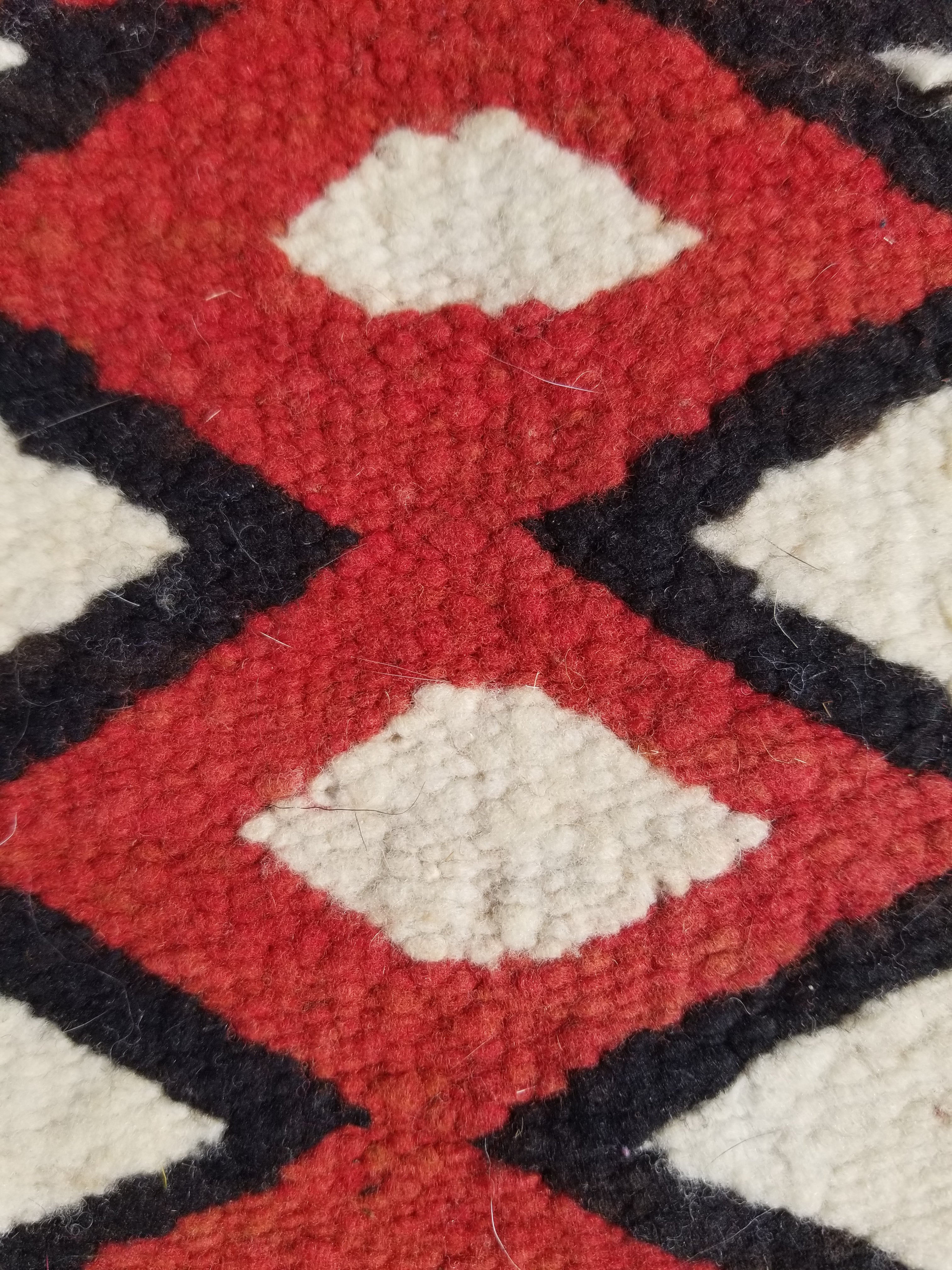 Antique Traditional Handwoven Native American Navajo Wool Rug 51x36 cm