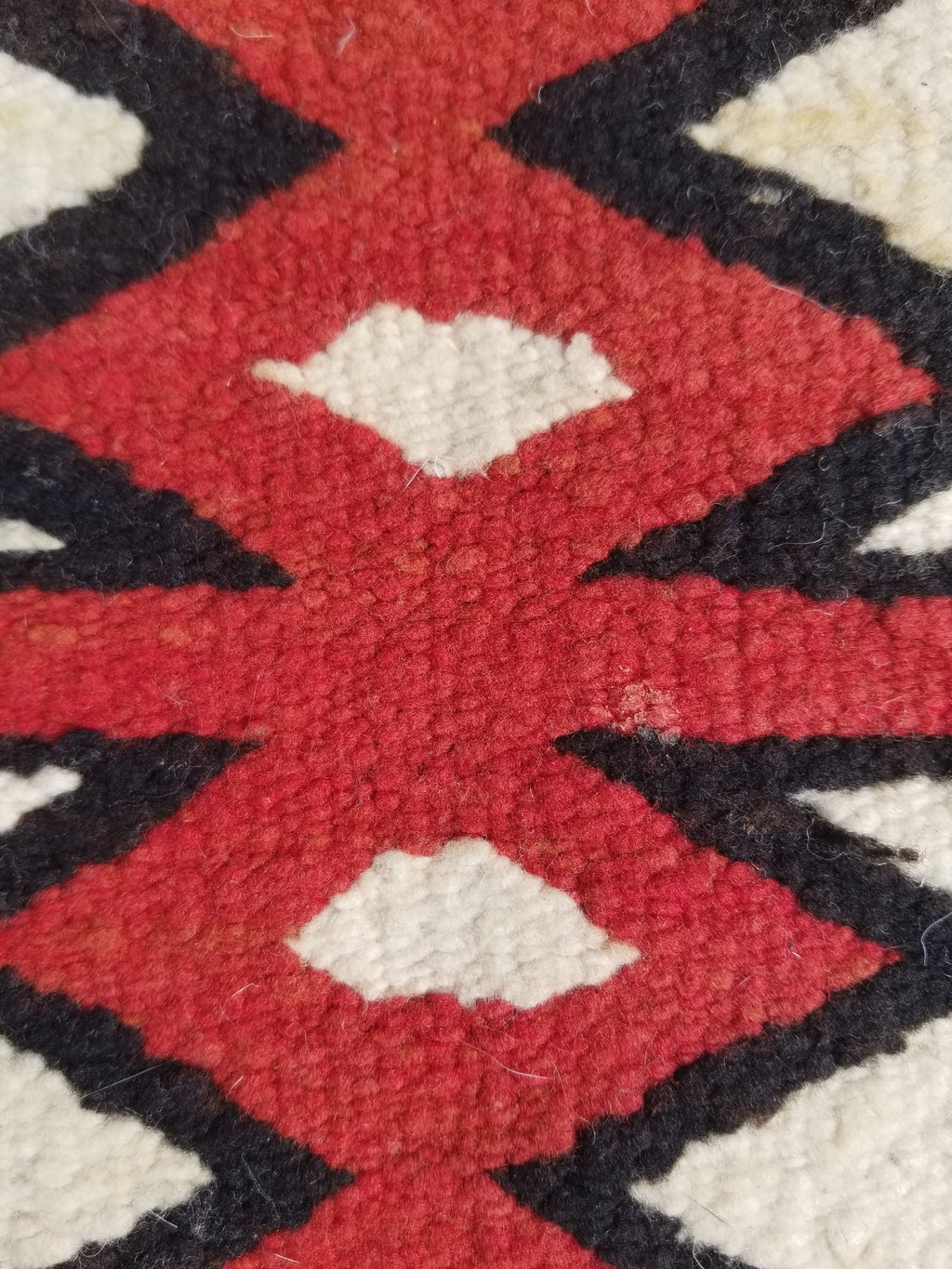 Antique Traditional Handwoven Native American Navajo Wool Rug 51x36 cm