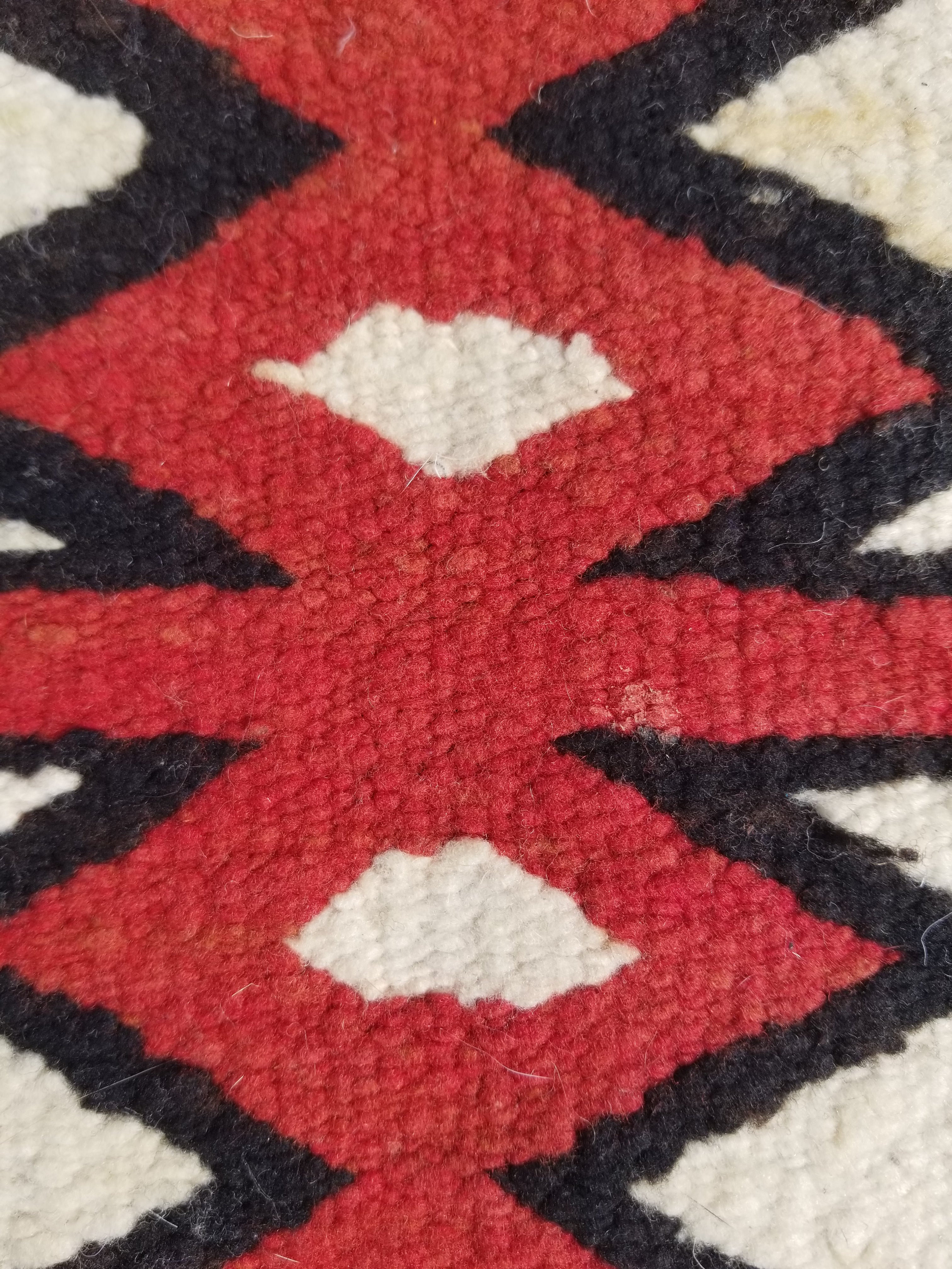 Antique Traditional Handwoven Native American Navajo Wool Rug 51x36 cm