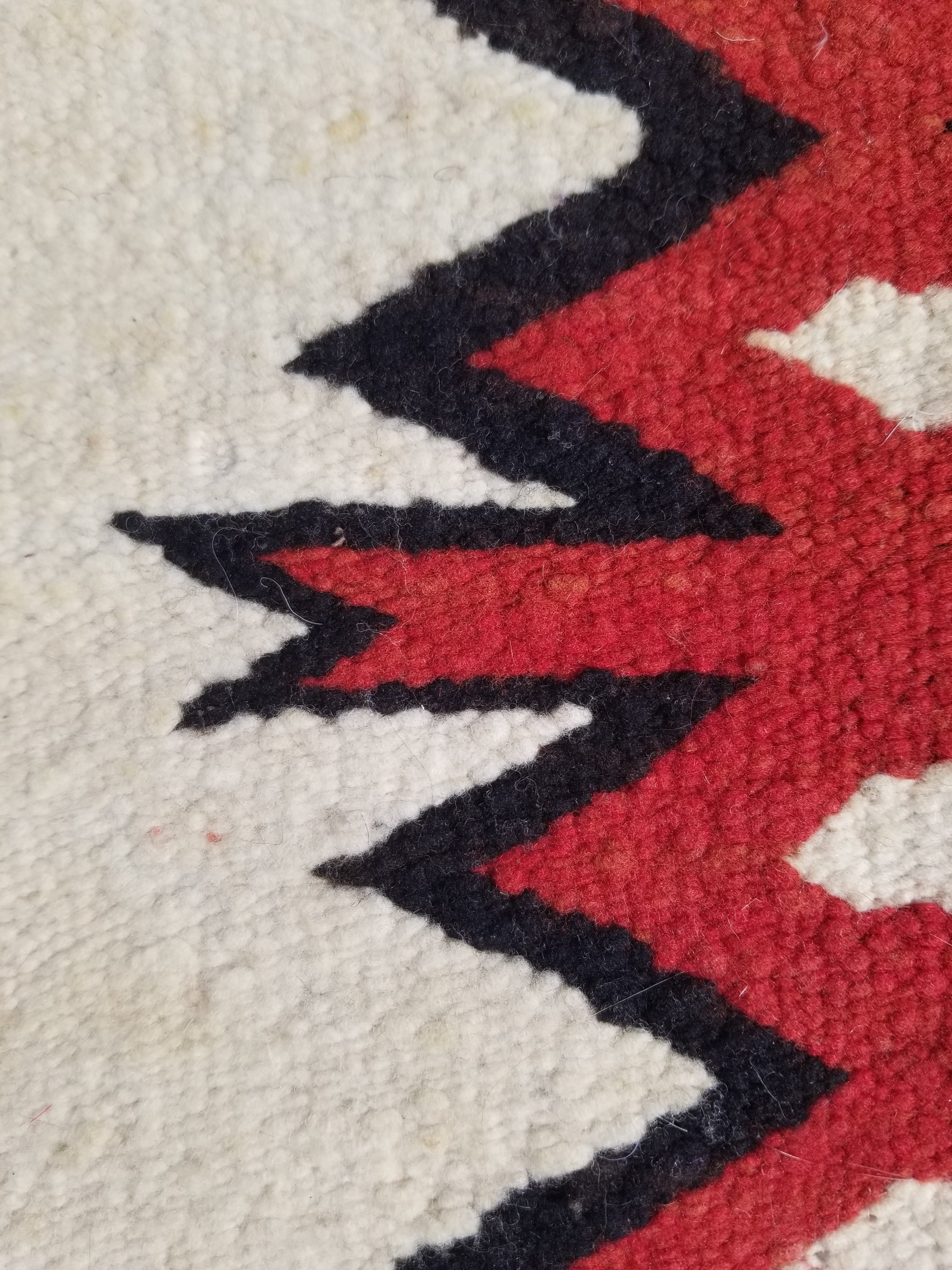 Antique Traditional Handwoven Native American Navajo Wool Rug 51x36 cm