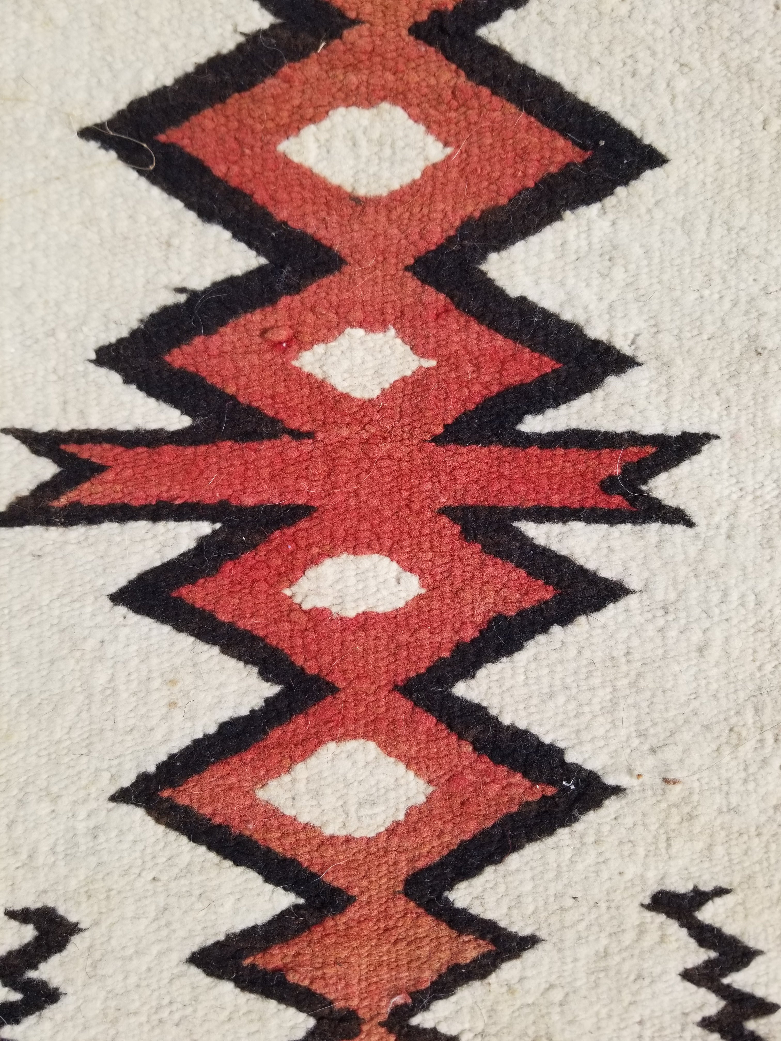 Antique Traditional Handwoven Native American Navajo Wool Rug 51x36 cm