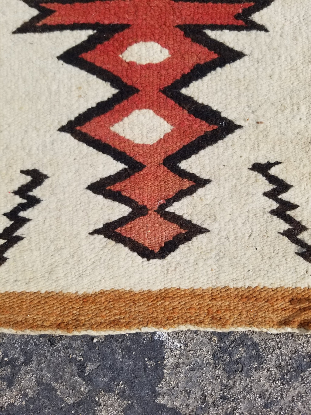 Antique Traditional Handwoven Native American Navajo Wool Rug 51x36 cm