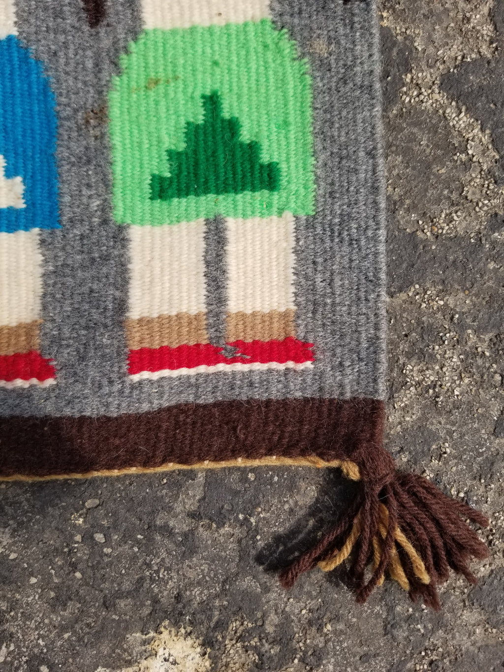 Vintage Handwoven Native American Navajo Pictorial Yei Wool Tapestry Rug 46 x 30 cm