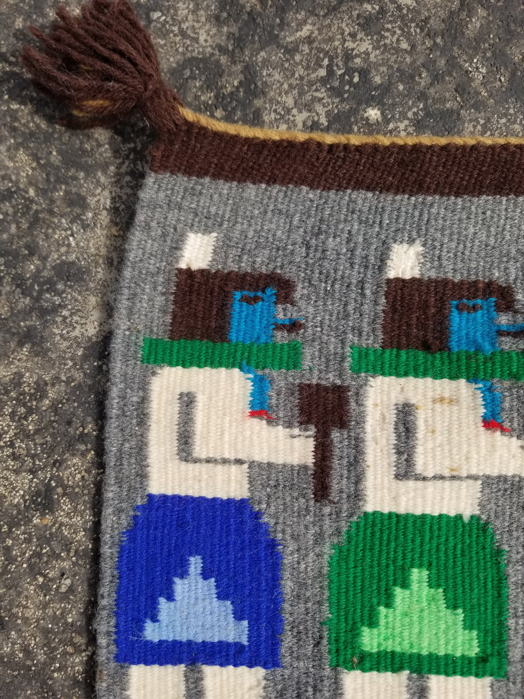Vintage Handwoven Native American Navajo Pictorial Yei Wool Tapestry Rug 46 x 30 cm