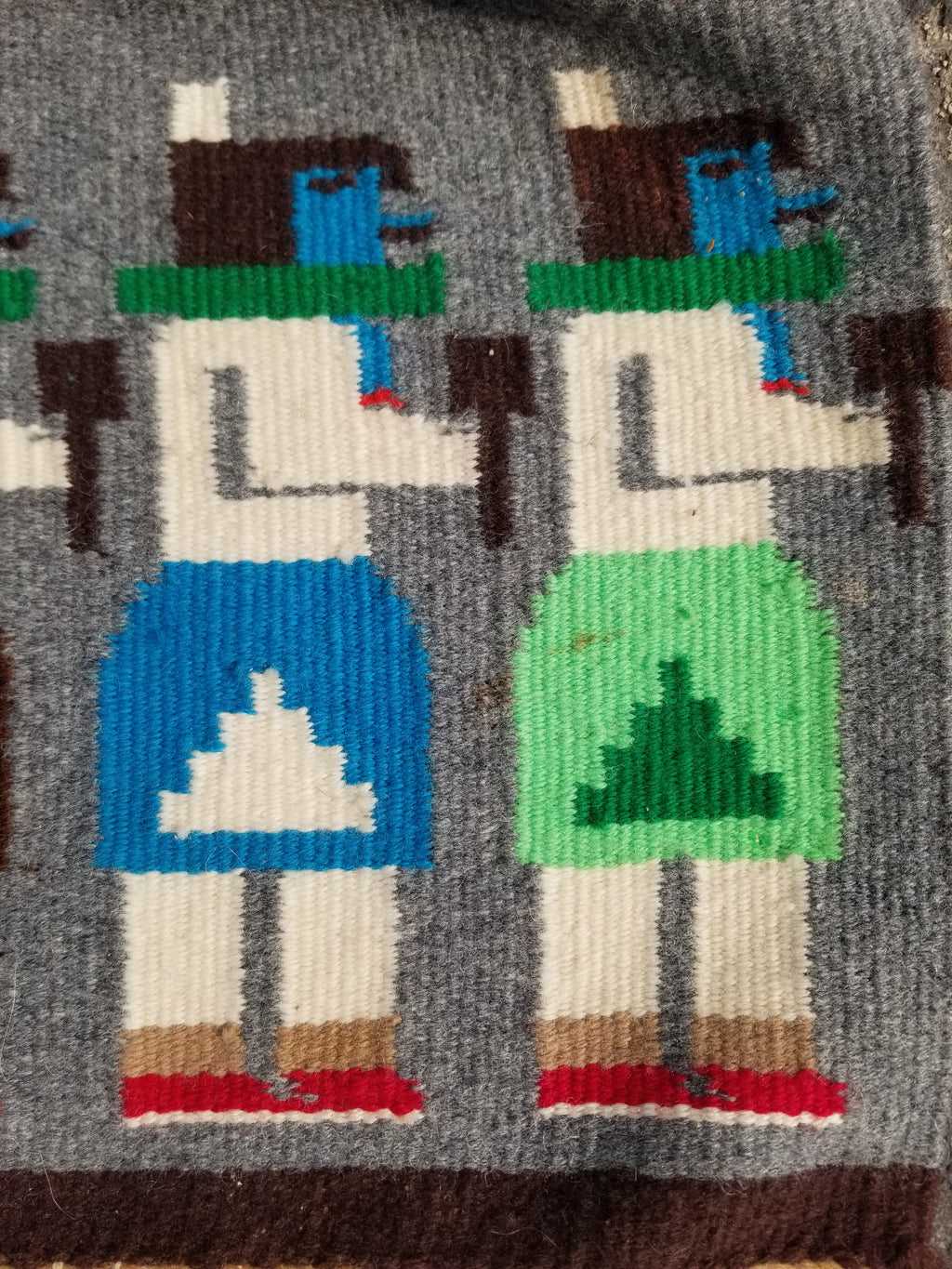 Vintage Handwoven Native American Navajo Pictorial Yei Wool Tapestry Rug 46 x 30 cm