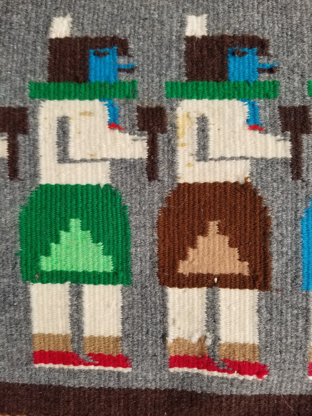 Vintage Handwoven Native American Navajo Pictorial Yei Wool Tapestry Rug 46 x 30 cm