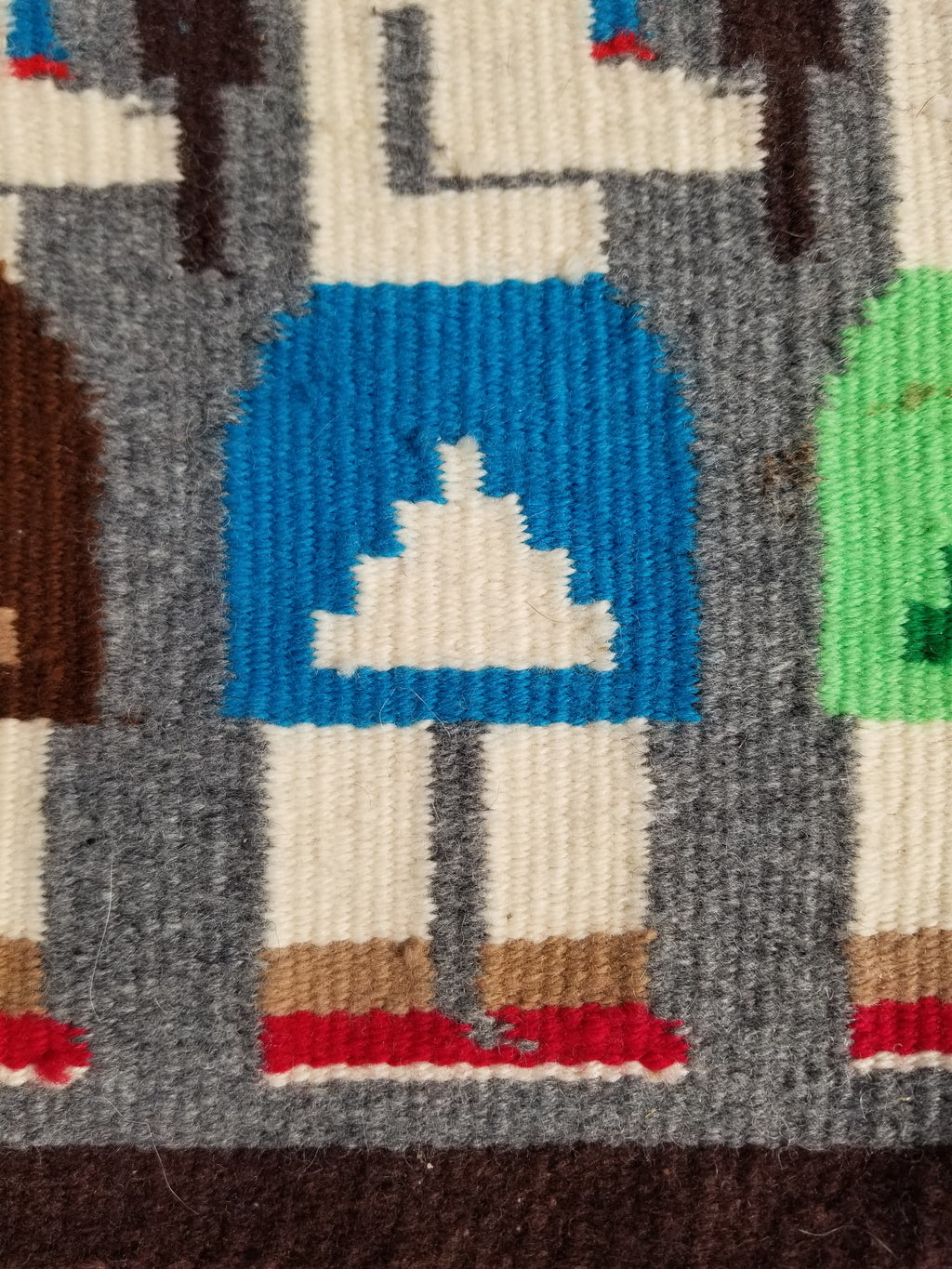 Vintage Handwoven Native American Navajo Pictorial Yei Wool Tapestry Rug 46 x 30 cm