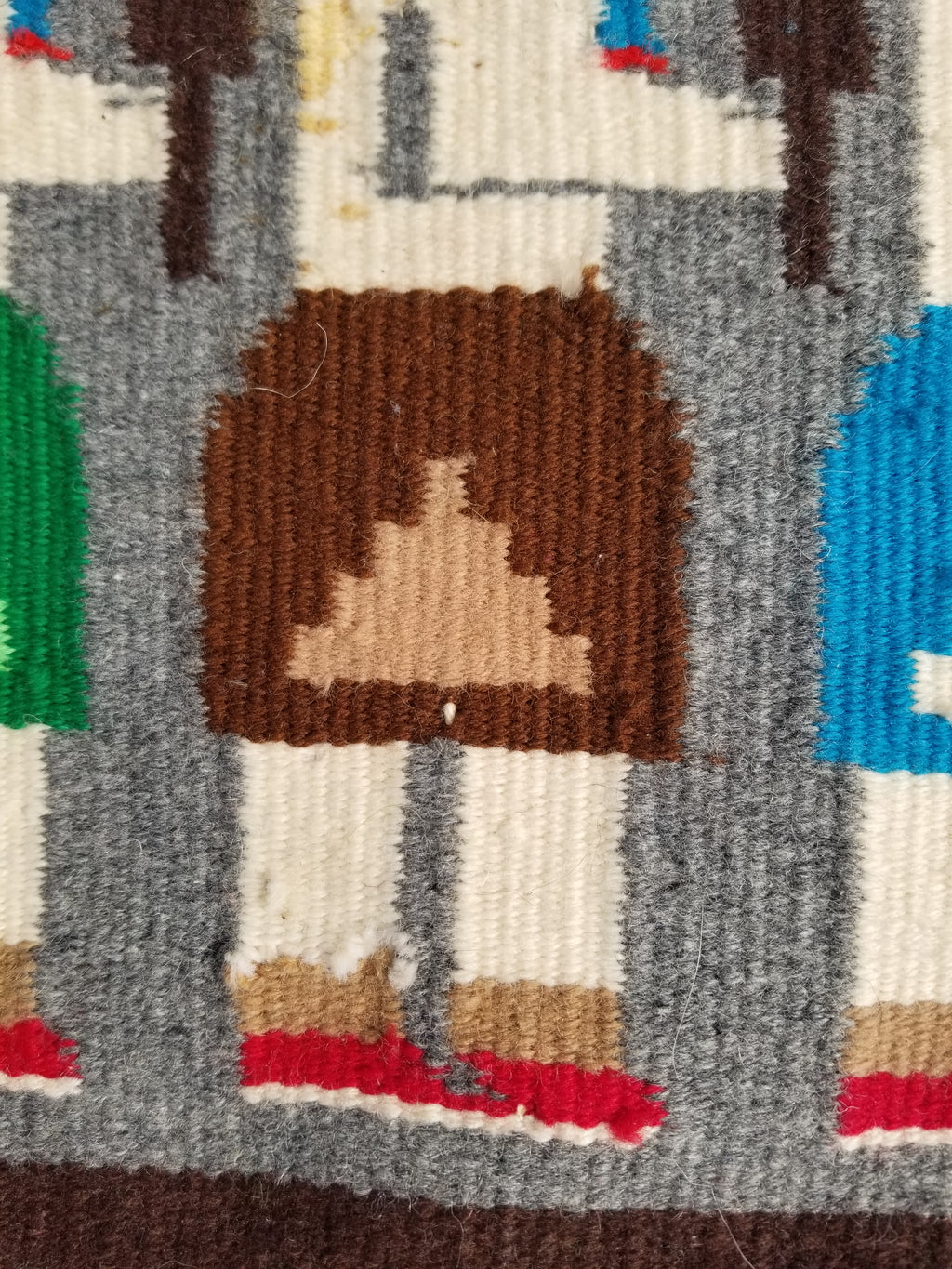 Vintage Handwoven Native American Navajo Pictorial Yei Wool Tapestry Rug 46 x 30 cm