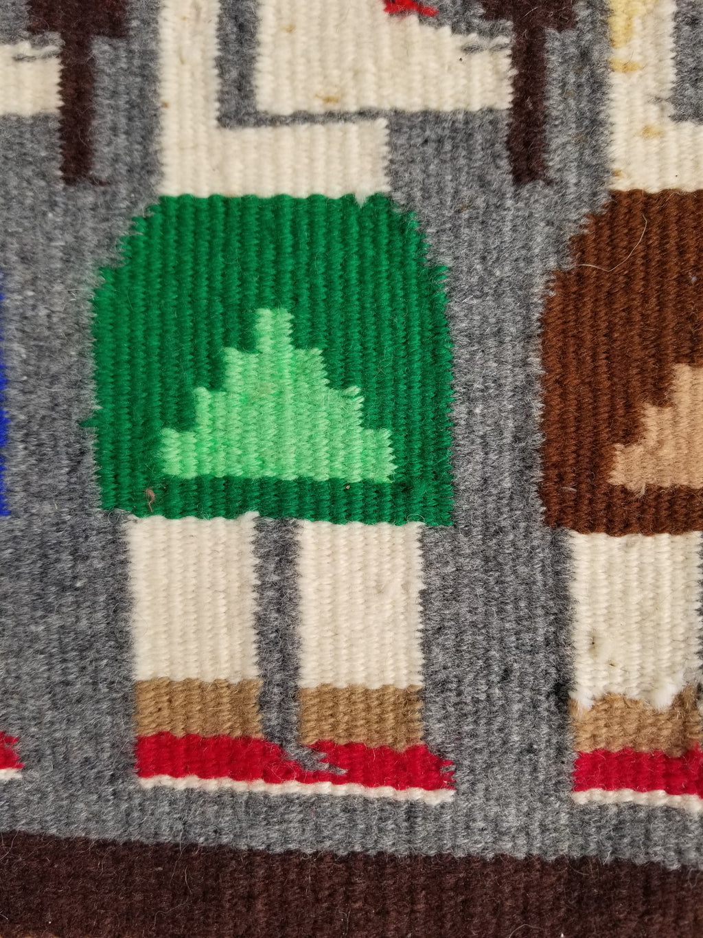 Vintage Handwoven Native American Navajo Pictorial Yei Wool Tapestry Rug 46 x 30 cm
