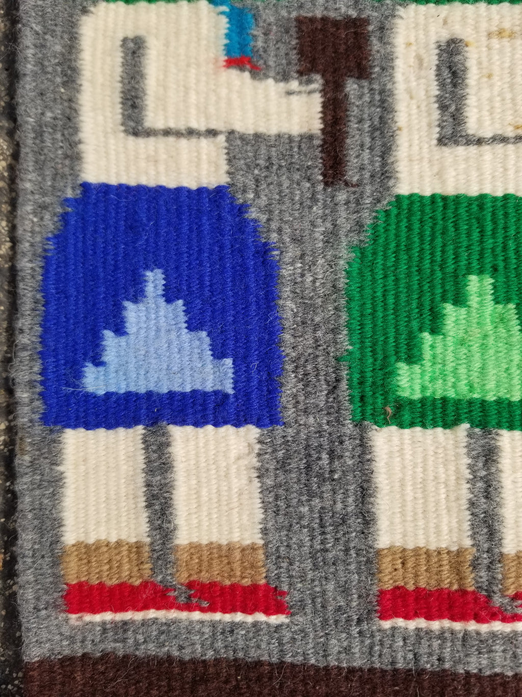Vintage Handwoven Native American Navajo Pictorial Yei Wool Tapestry Rug 46 x 30 cm