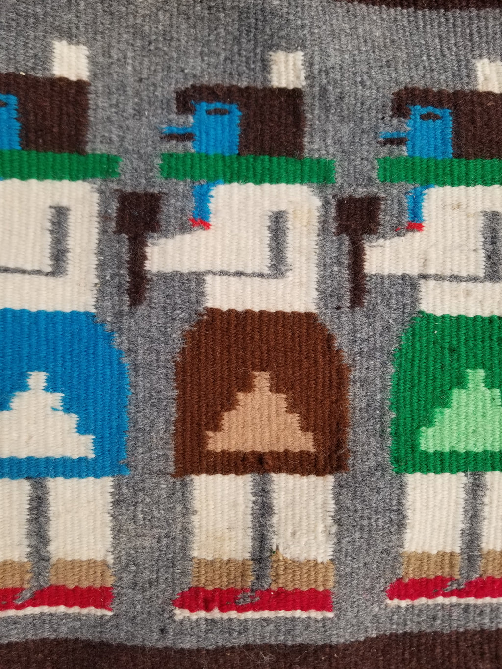 Vintage Handwoven Native American Navajo Pictorial Yei Wool Tapestry Rug 46 x 30 cm
