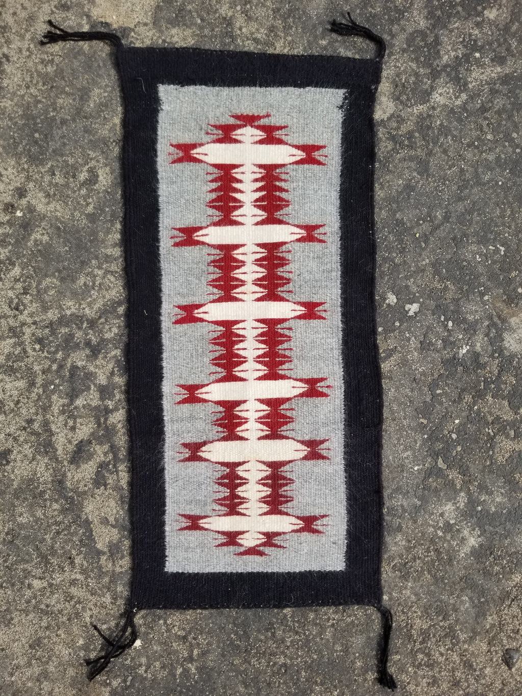 Vintage Traditional Handwoven Native American Navajo Wool Rug 66x30cm
