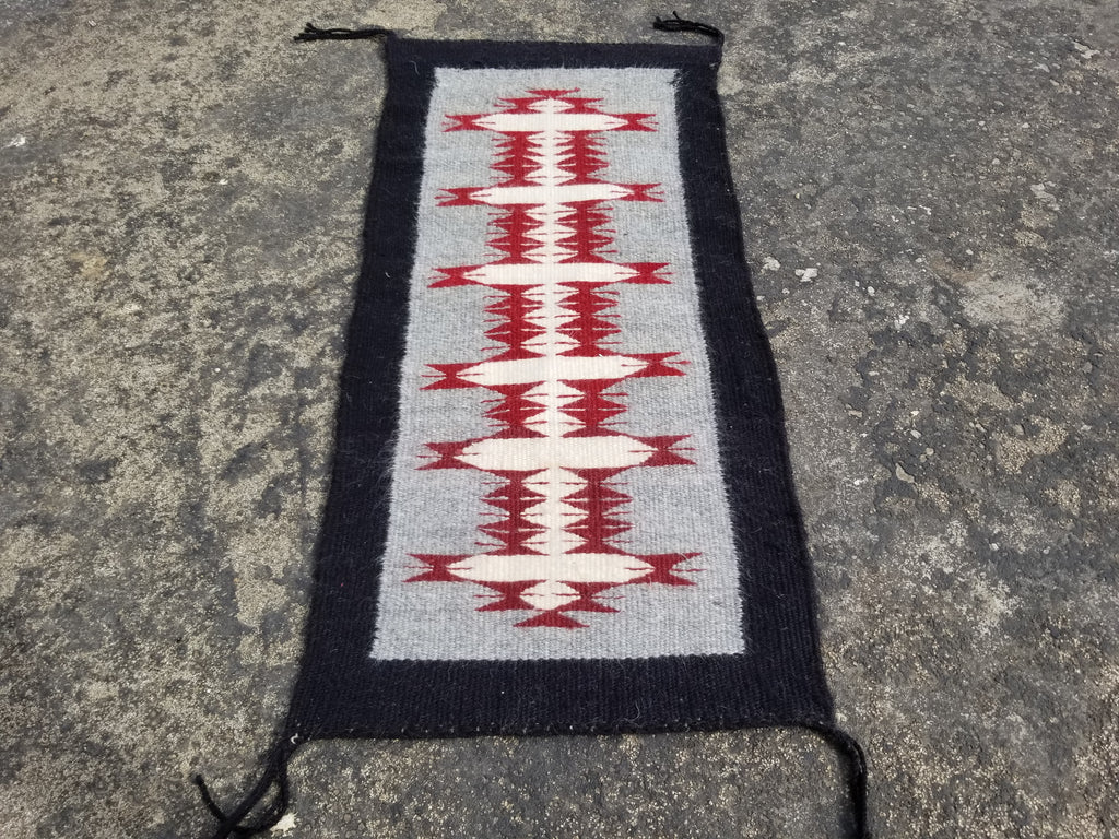 Vintage Traditional Handwoven Native American Navajo Wool Rug 66x30cm