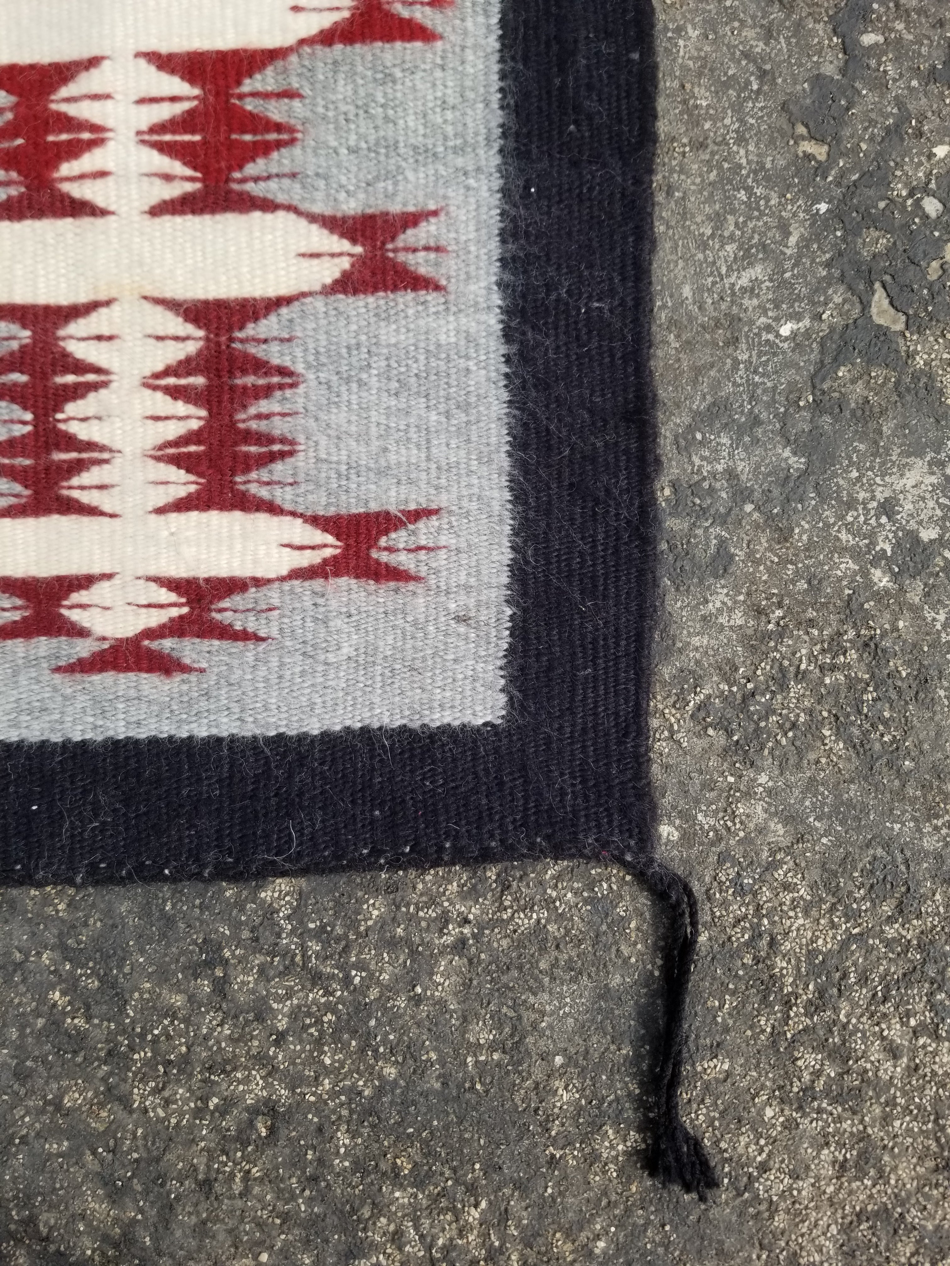 Vintage Traditional Handwoven Native American Navajo Wool Rug 66x30cm
