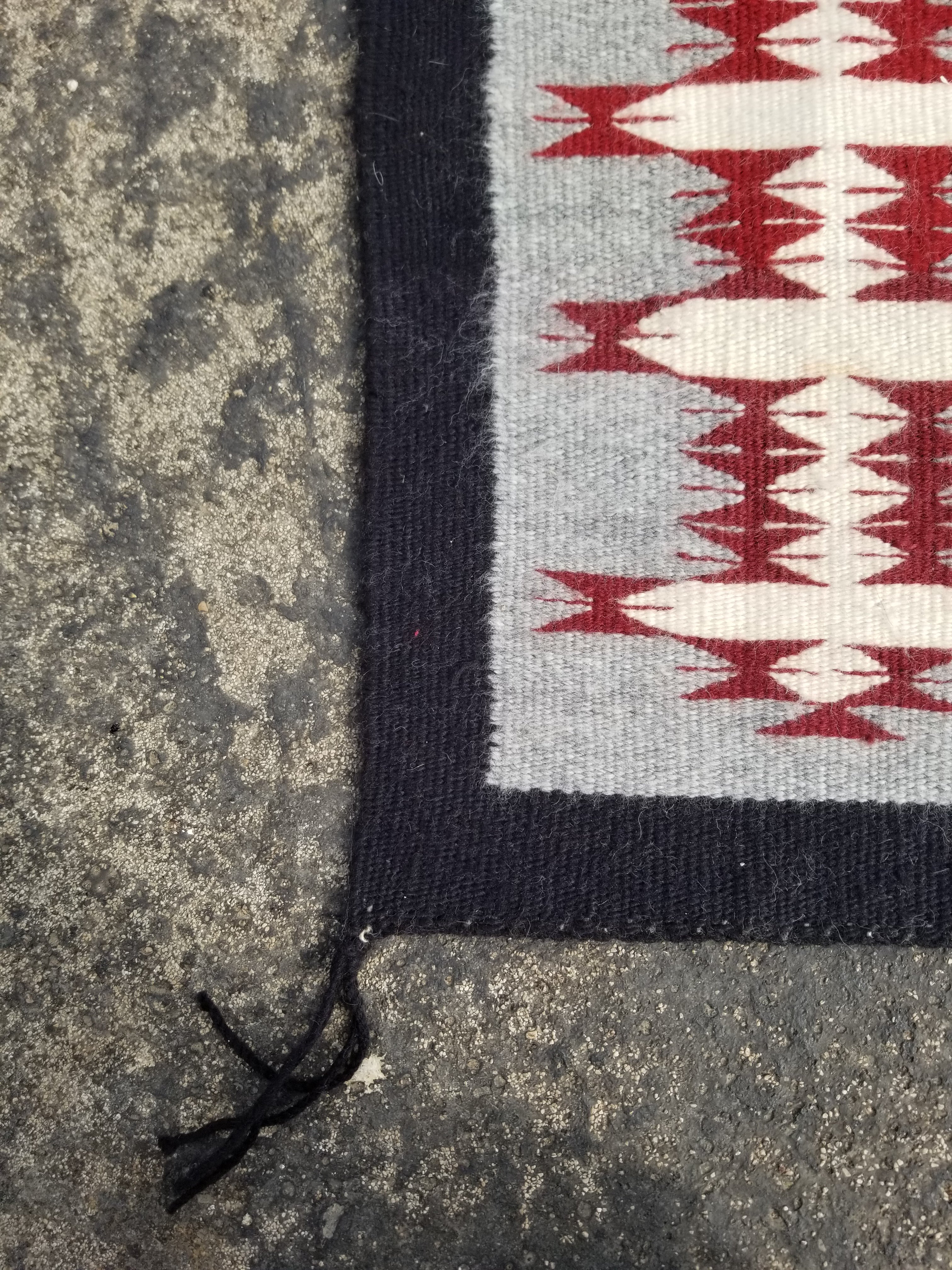 Vintage Traditional Handwoven Native American Navajo Wool Rug 66x30cm