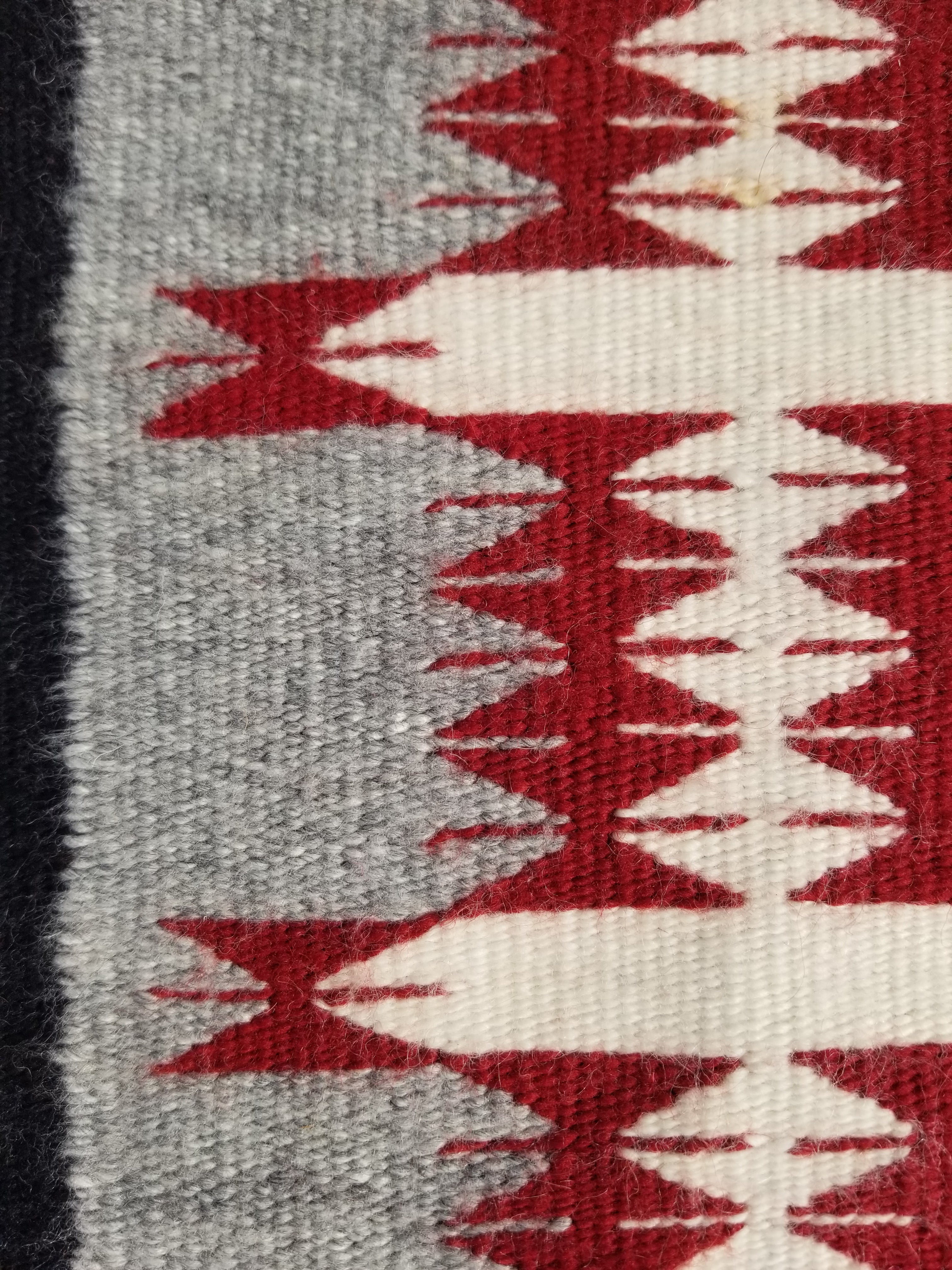Vintage Traditional Handwoven Native American Navajo Wool Rug 66x30cm