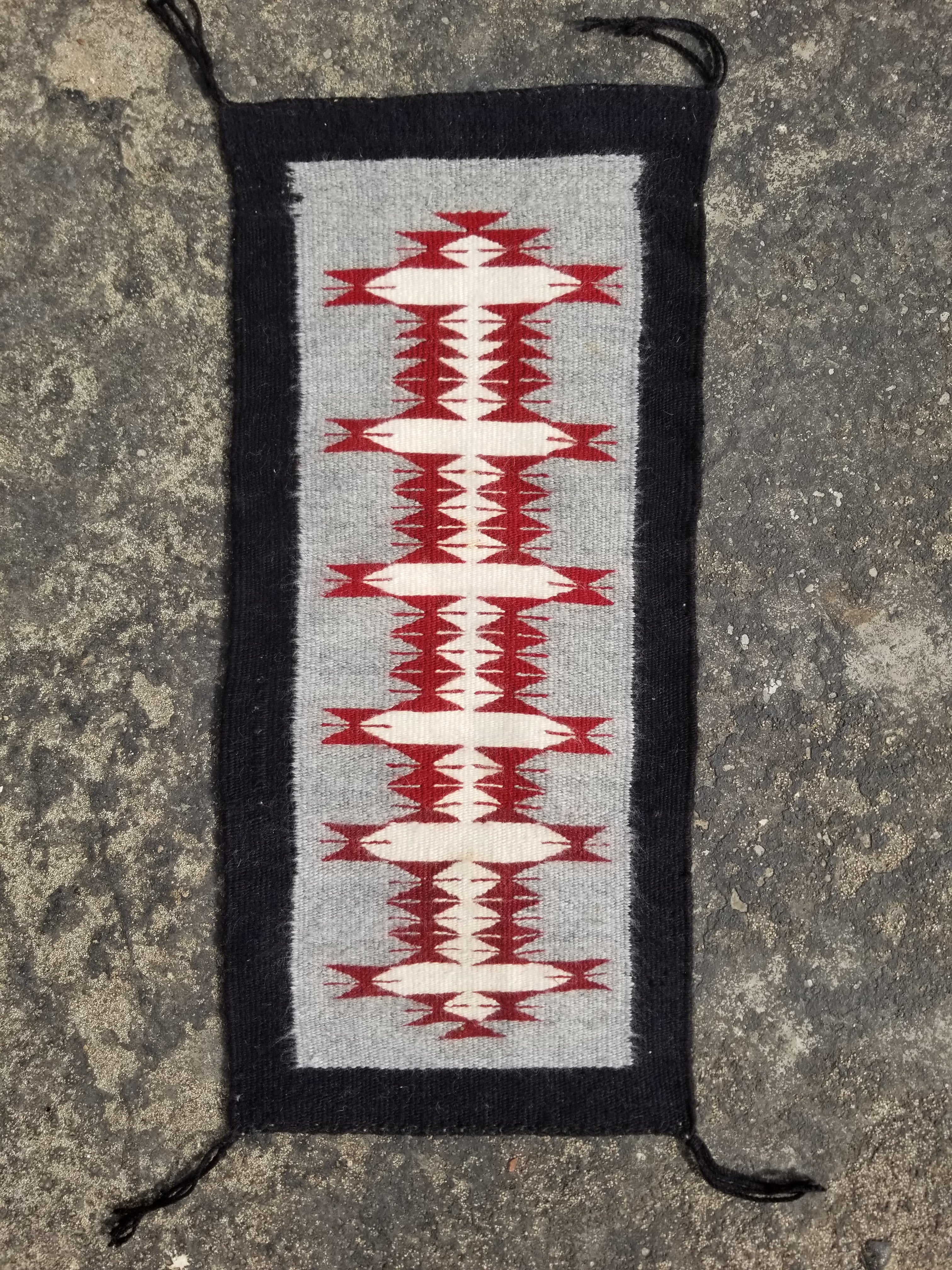 Vintage Traditional Handwoven Native American Navajo Wool Rug 66x30cm