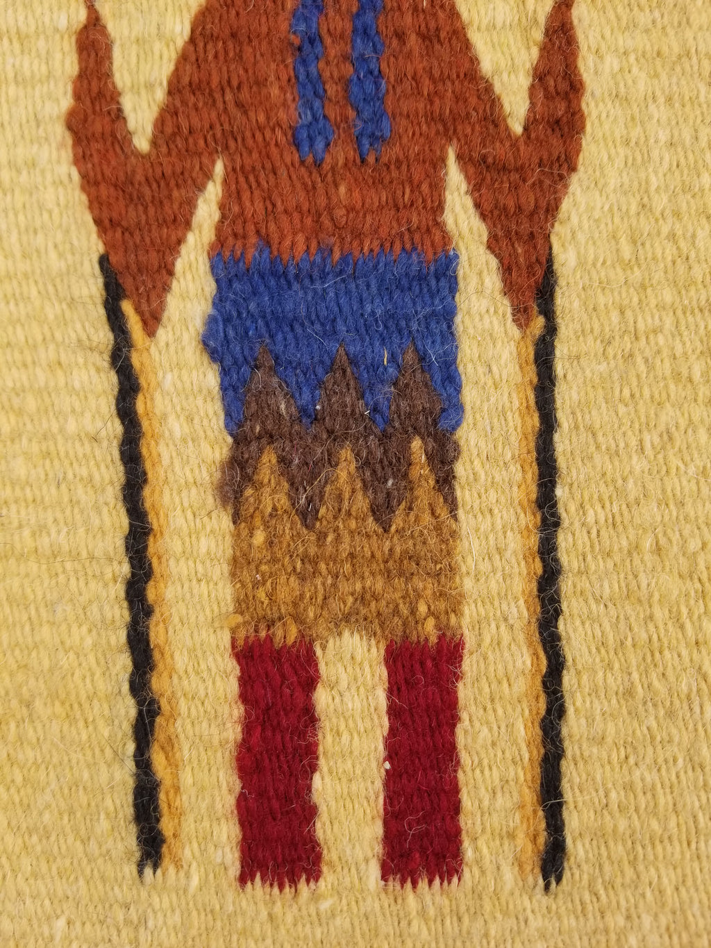 Vintage Traditional Handwoven Native American Navajo Yei Wool Tapestry Rug 46x25cm