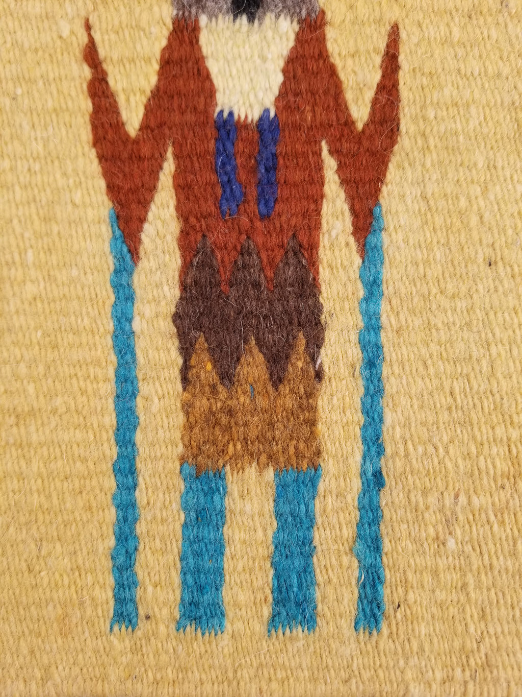 Vintage Traditional Handwoven Native American Navajo Yei Wool Tapestry Rug 46x25cm