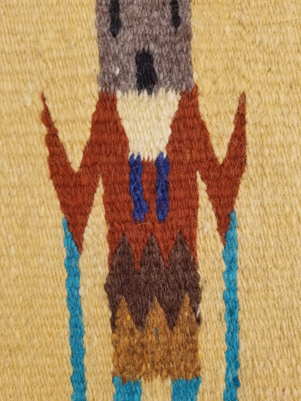 Vintage Traditional Handwoven Native American Navajo Yei Wool Tapestry Rug 46x25cm