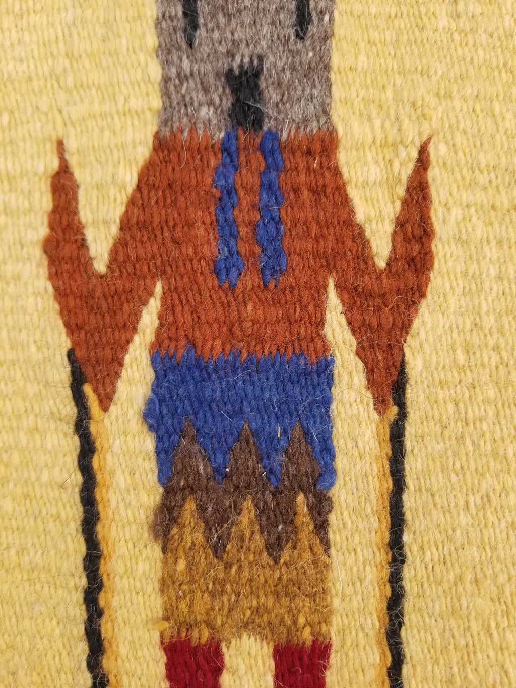 Vintage Traditional Handwoven Native American Navajo Yei Wool Tapestry Rug 46x25cm