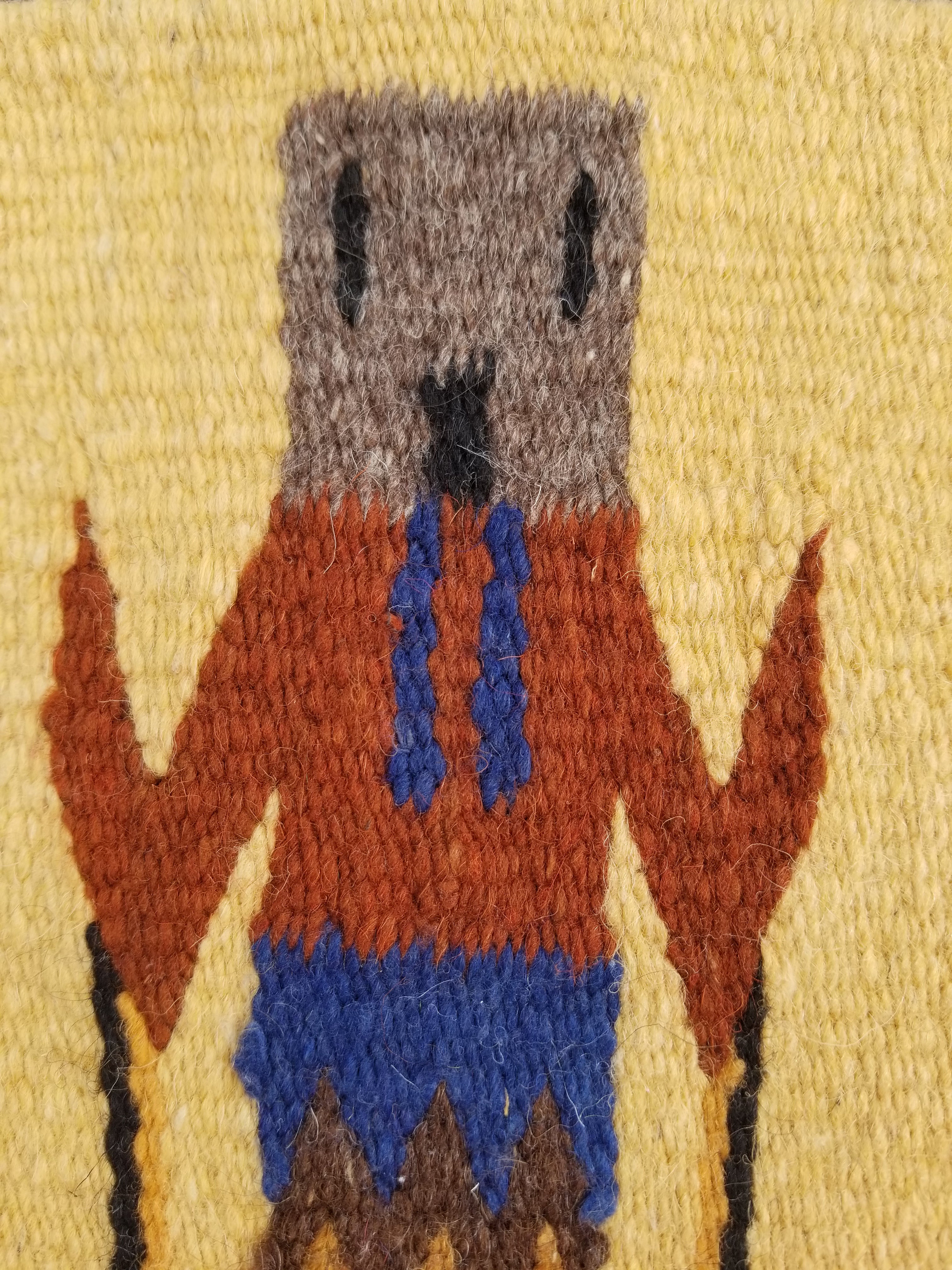 Vintage Traditional Handwoven Native American Navajo Yei Wool Tapestry Rug 46x25cm