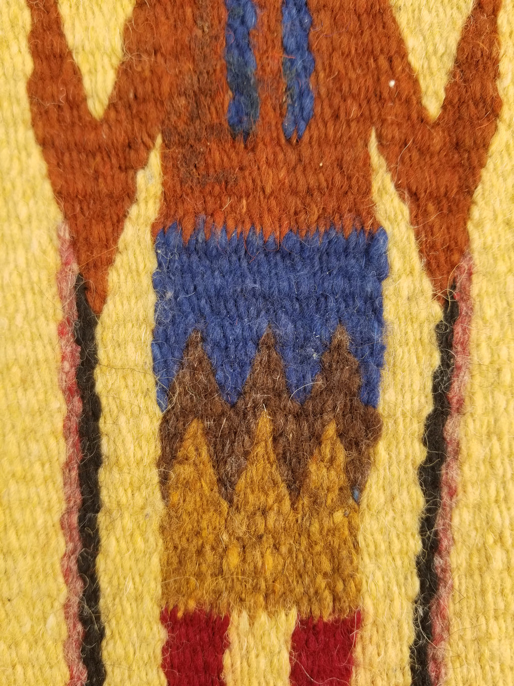 Vintage Traditional Handwoven Native American Navajo Yei Wool Tapestry Rug 46x25cm