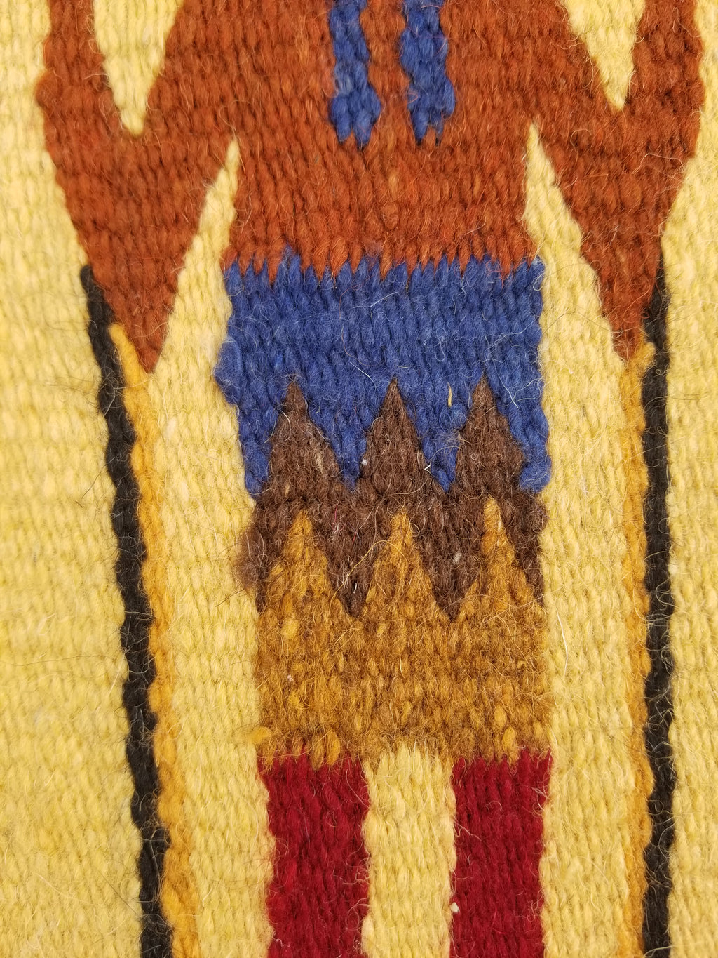 Vintage Traditional Handwoven Native American Navajo Yei Wool Tapestry Rug 46x25cm