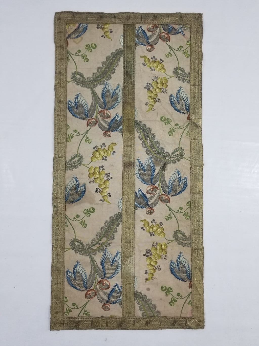 Antique 18thC French Brocade Silk and Silver Threads Panel 93x44cm