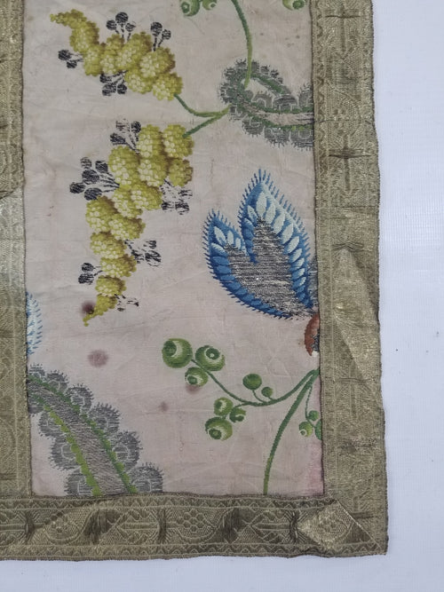 Antique 18thC French Brocade Silk and Silver Threads Panel 93x44cm
