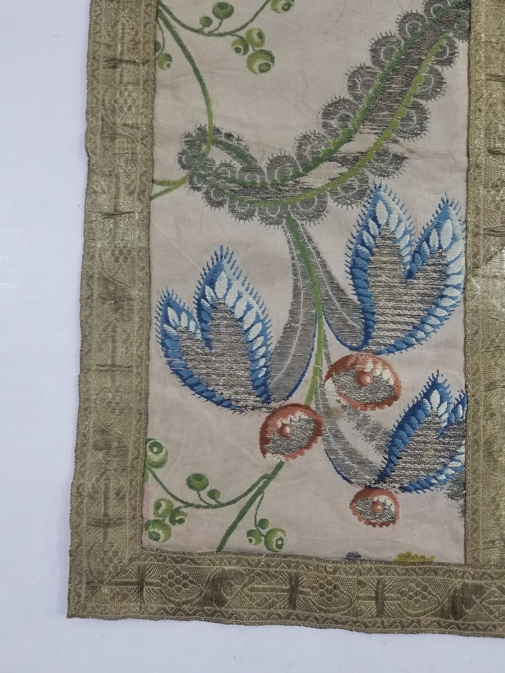 Antique 18thC French Brocade Silk and Silver Threads Panel 93x44cm