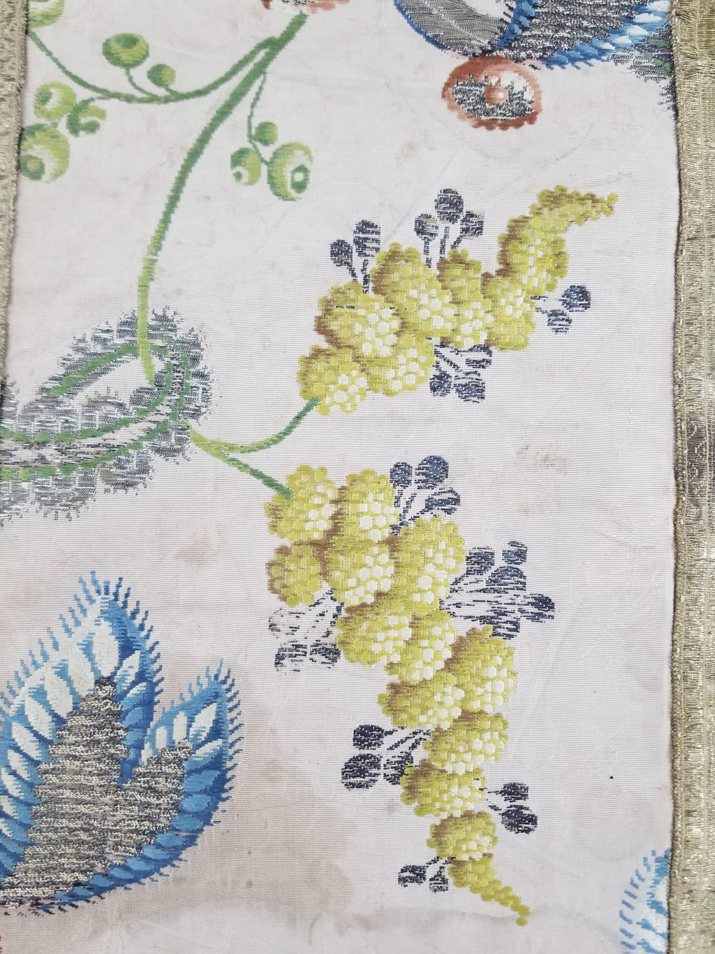 Antique 18thC French Brocade Silk and Silver Threads Panel 93x44cm